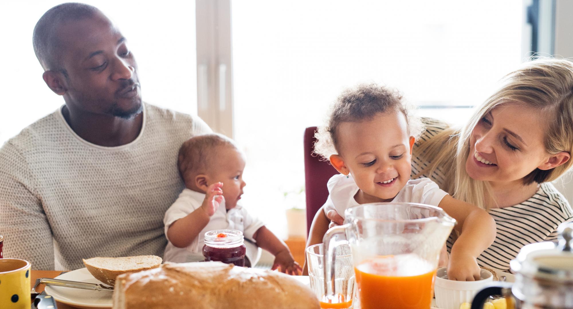 Young family at the kitchen table