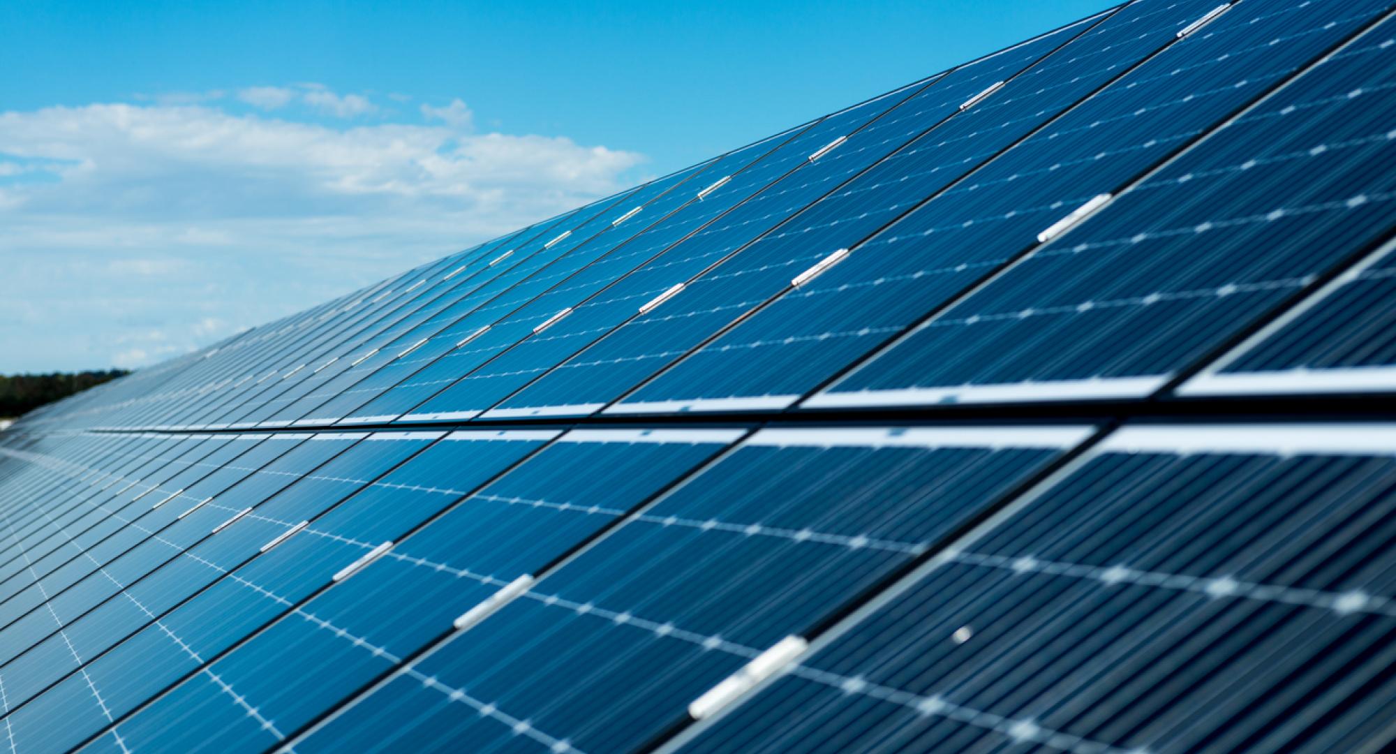 Solar panels on the top of the roof