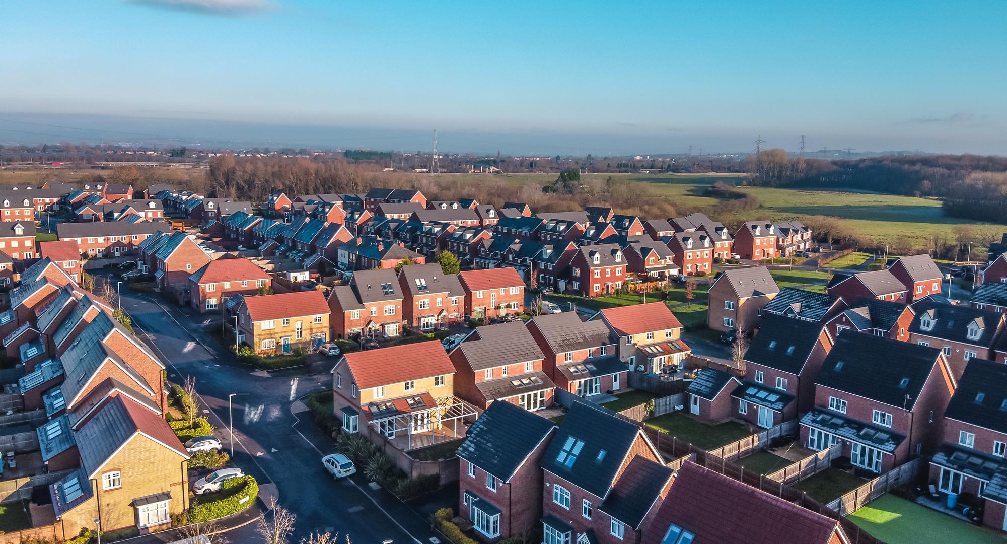 Aerial photograph of typical British homes