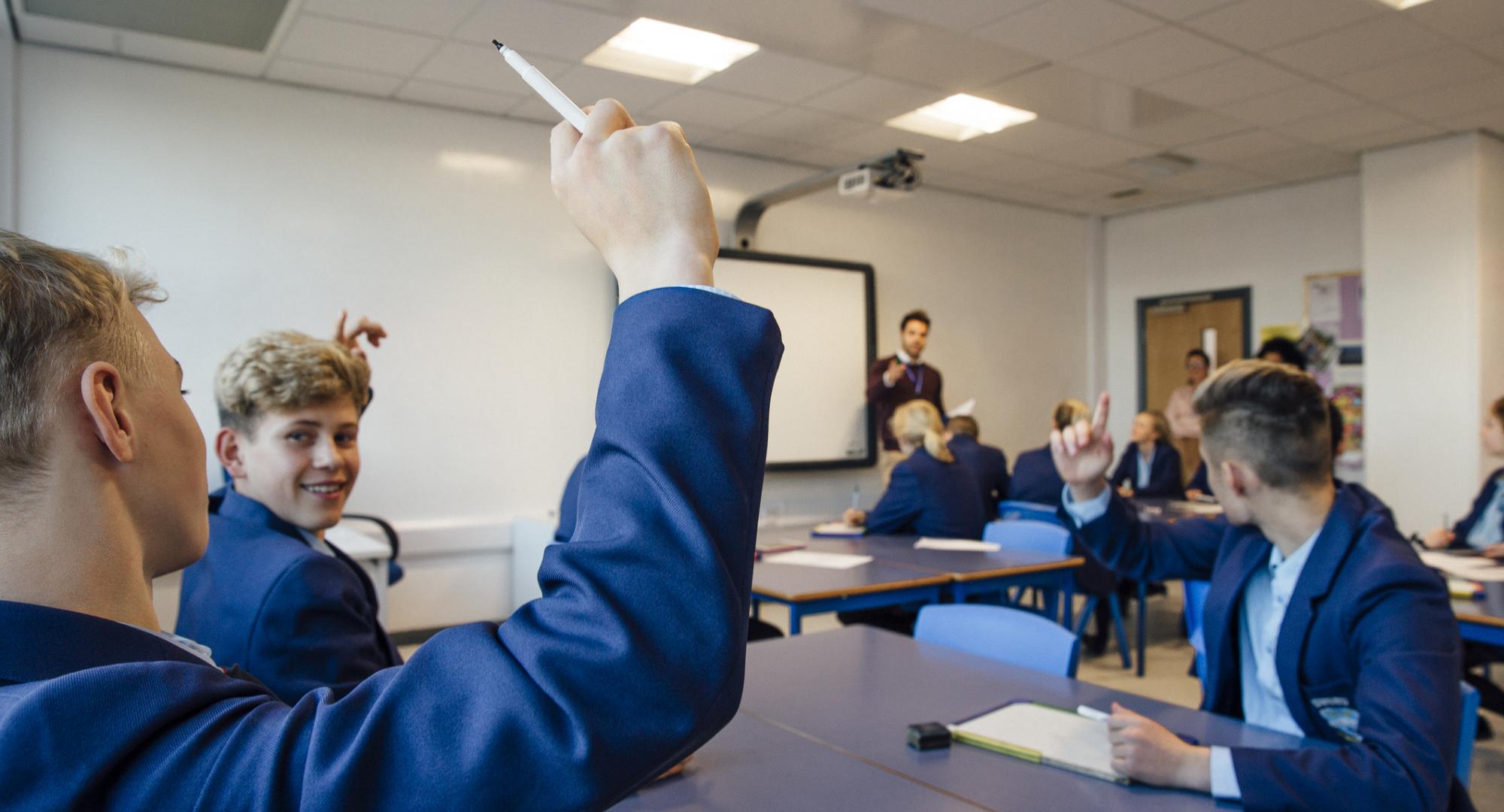 High school pupils in classroom 