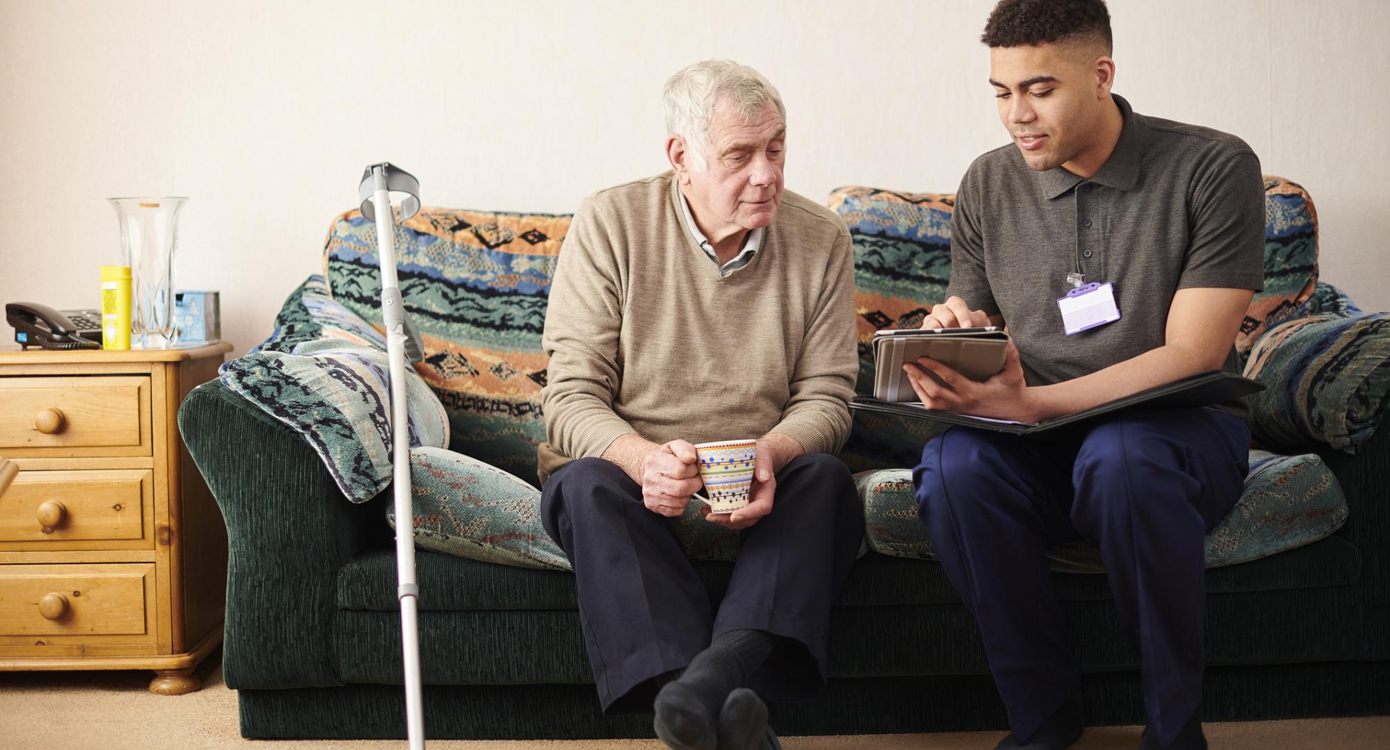 Care worker with patient