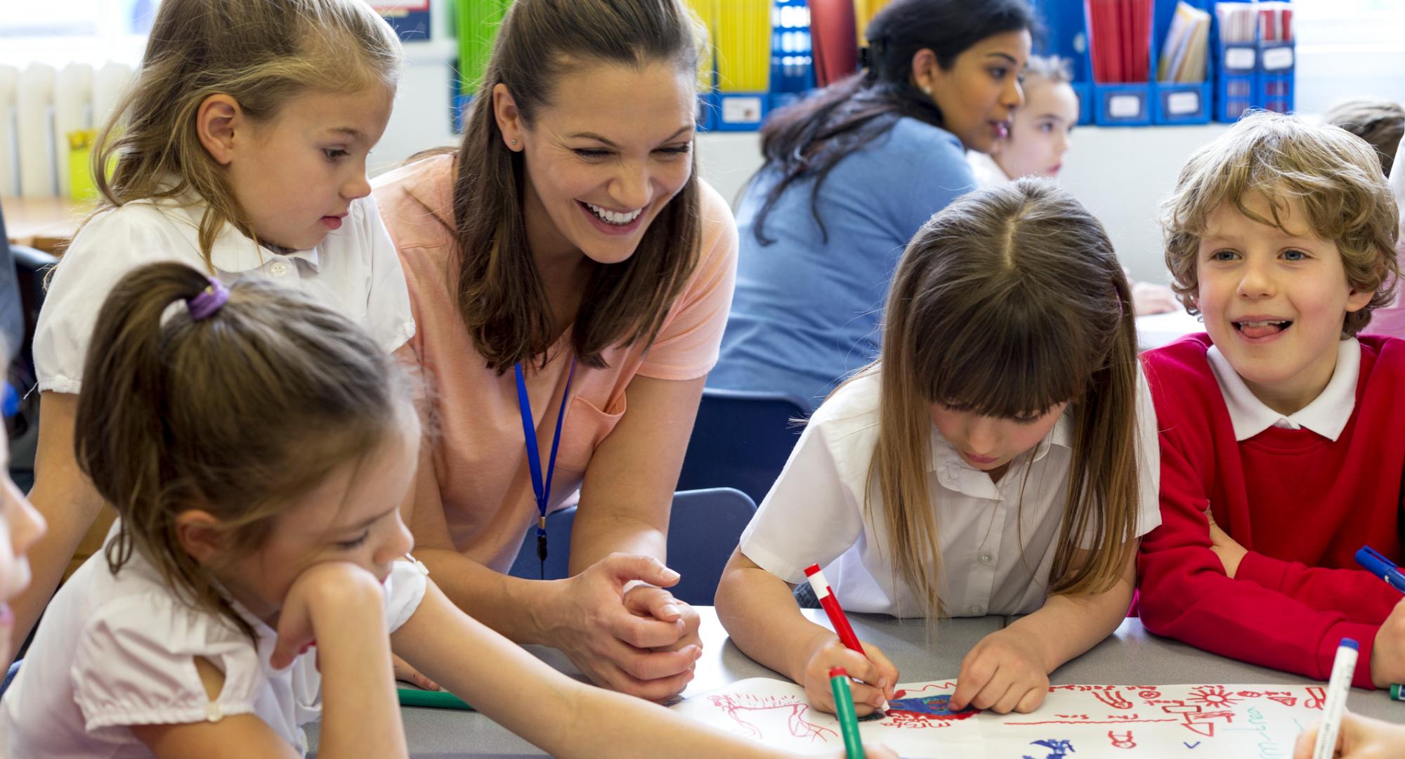 Teacher with pupils