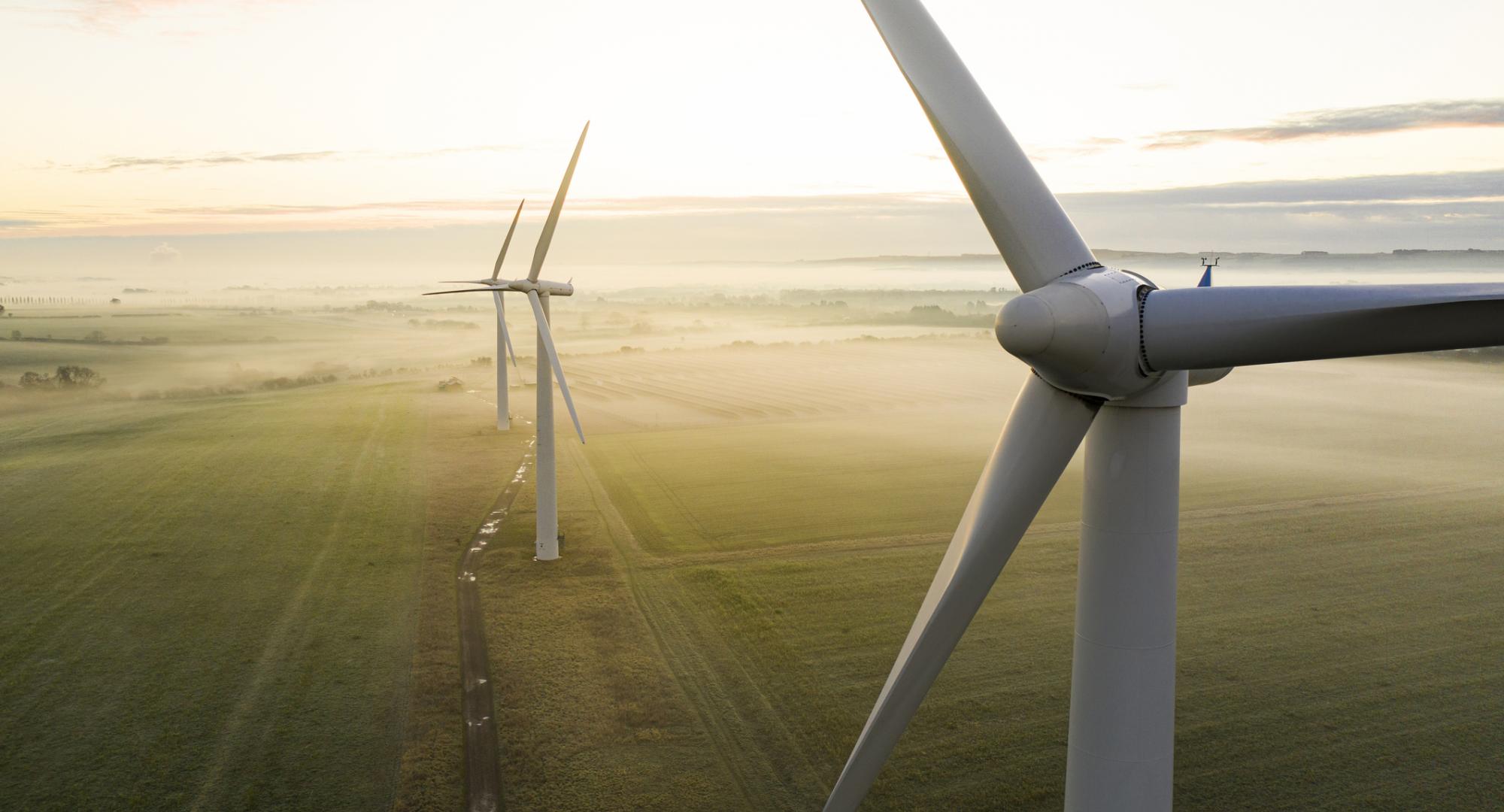 Wind turbines in the UK countryside