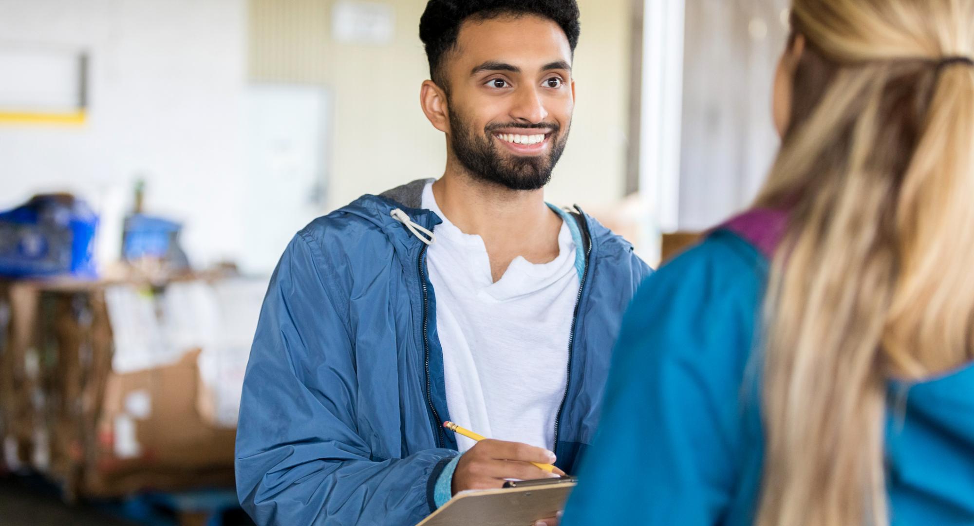 Young man at a homeless shelter