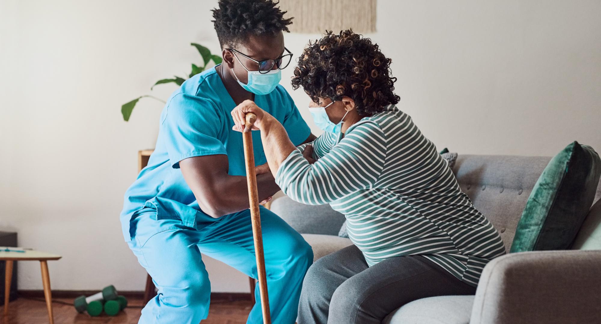 Care worker with lady