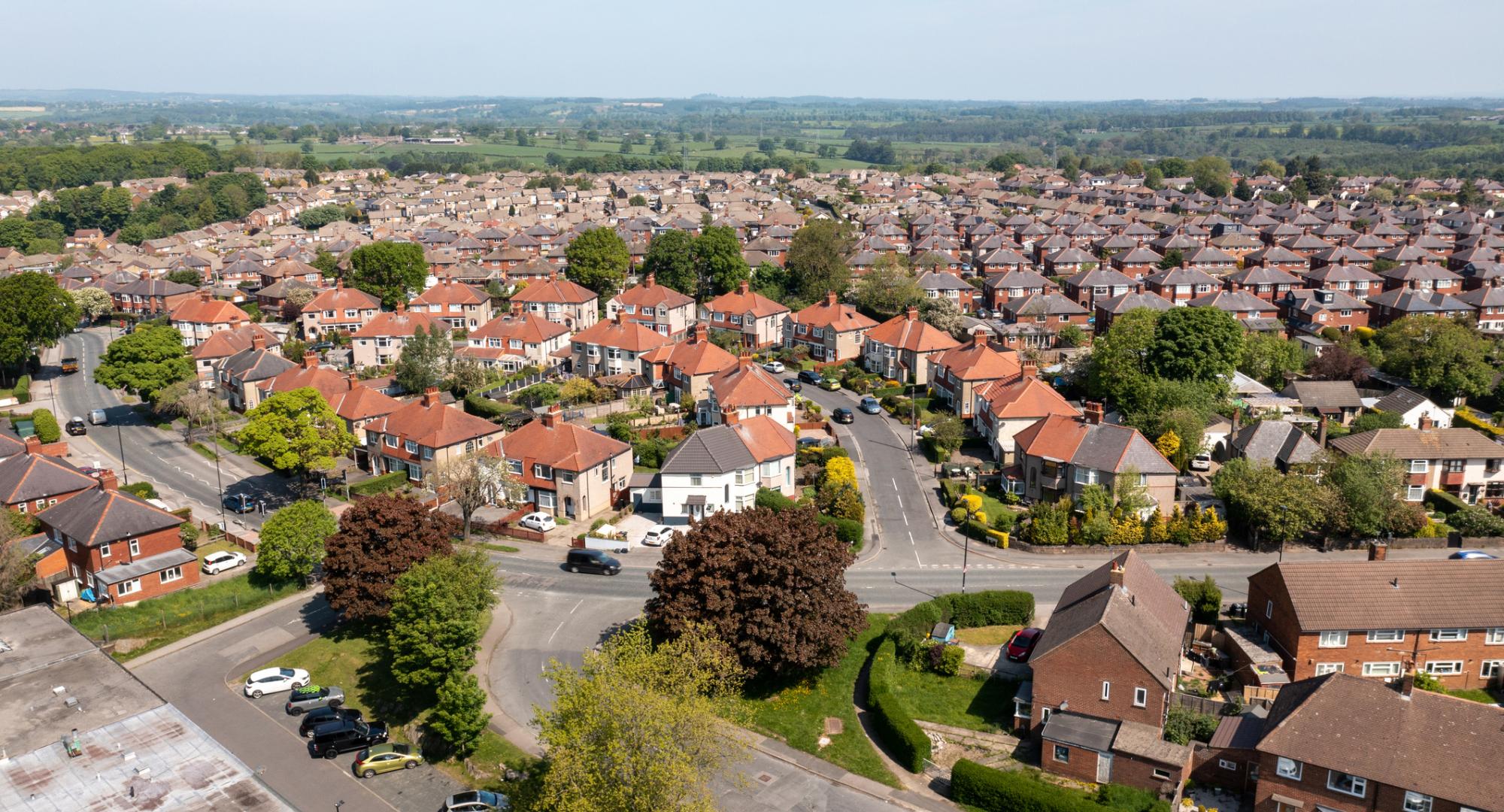 Aerial view of a housing estate in Harrogate