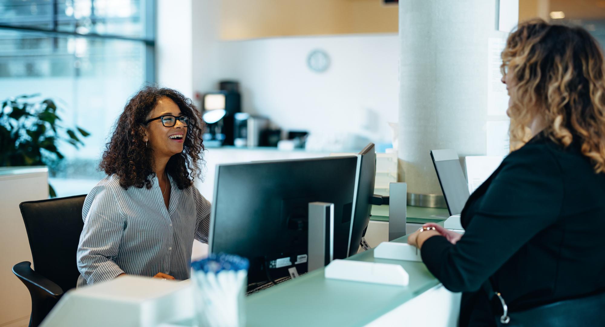 Receptionist and customer