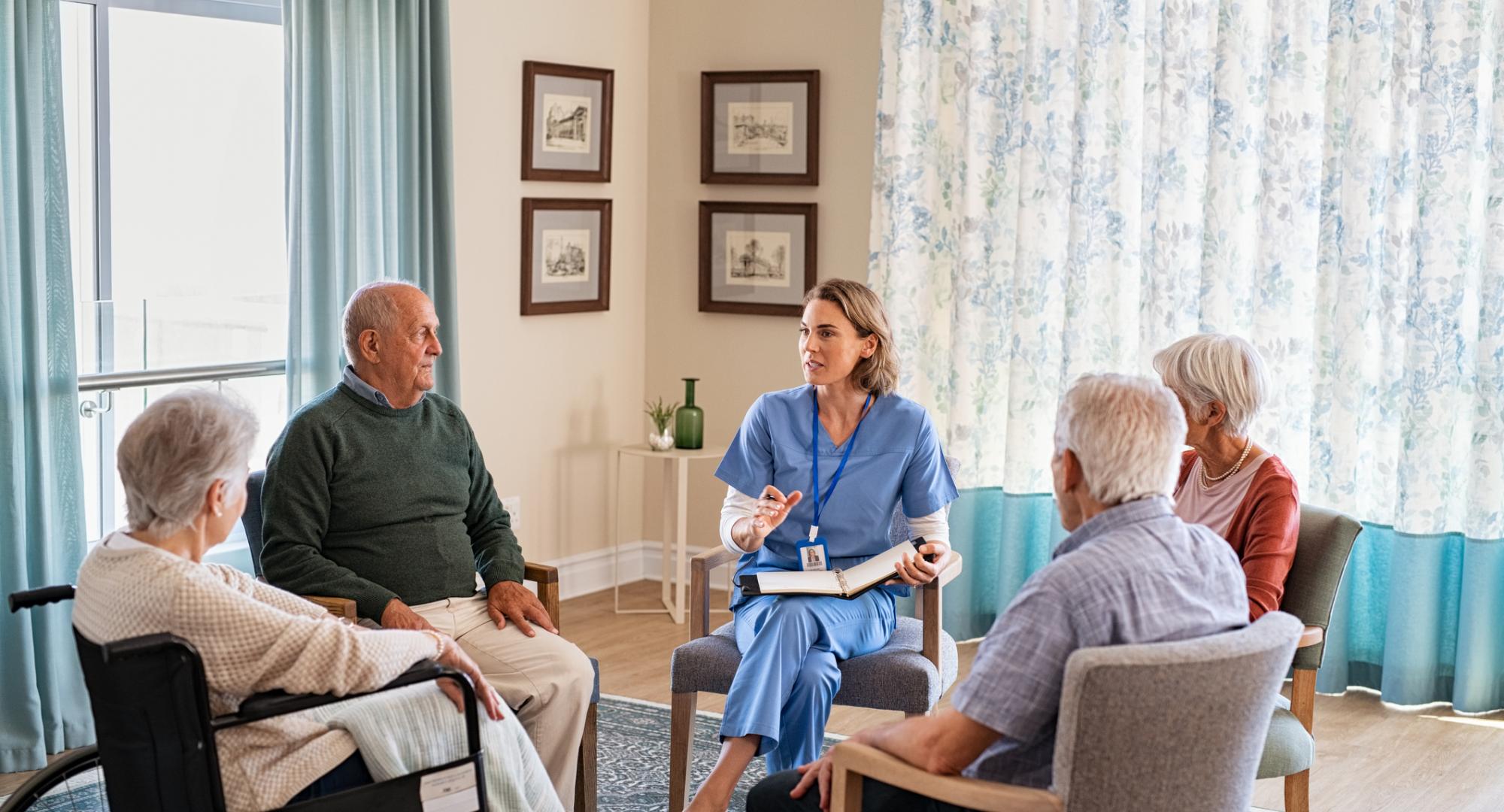 Nurse talking to patients