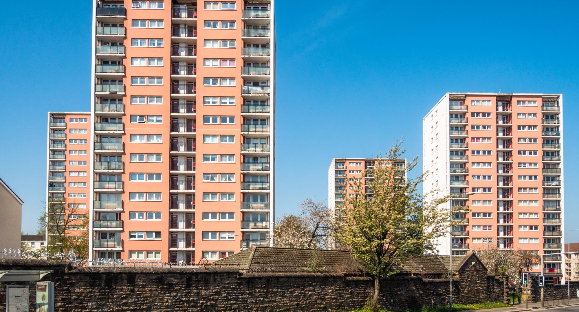 View of two blocks of flats in the UK