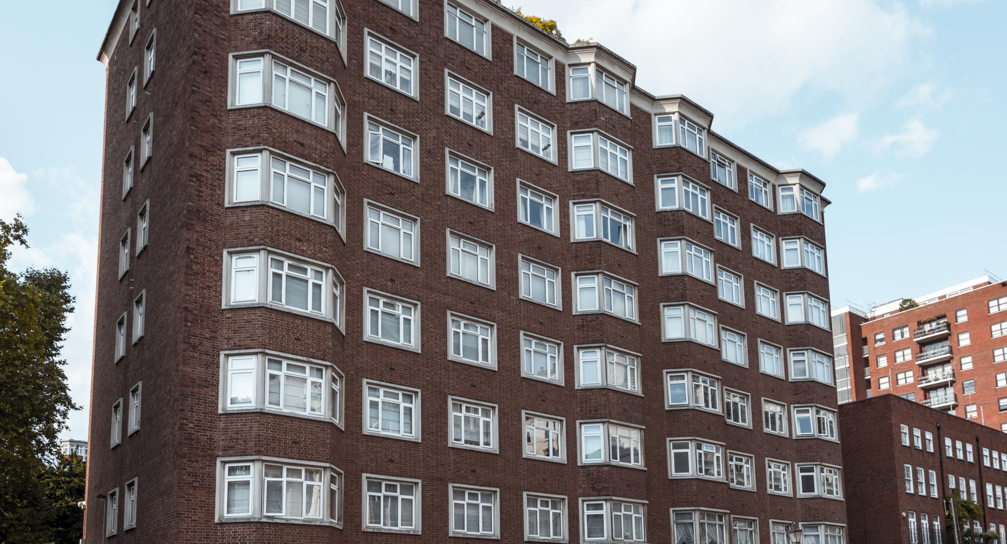 Exterior of block of flats in London