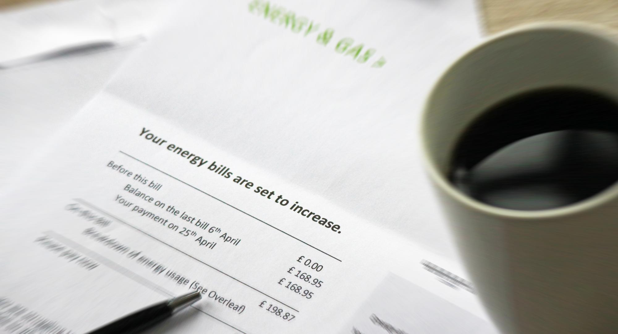 A letter outlining an increase in energy bills for a household