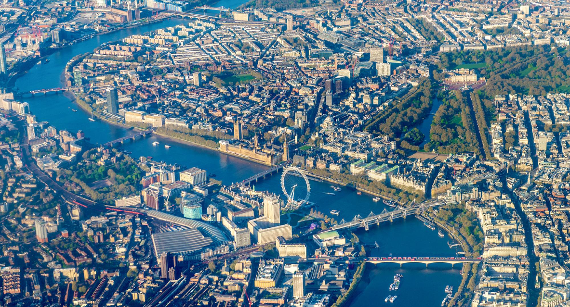 Aerial view of Westminster, London