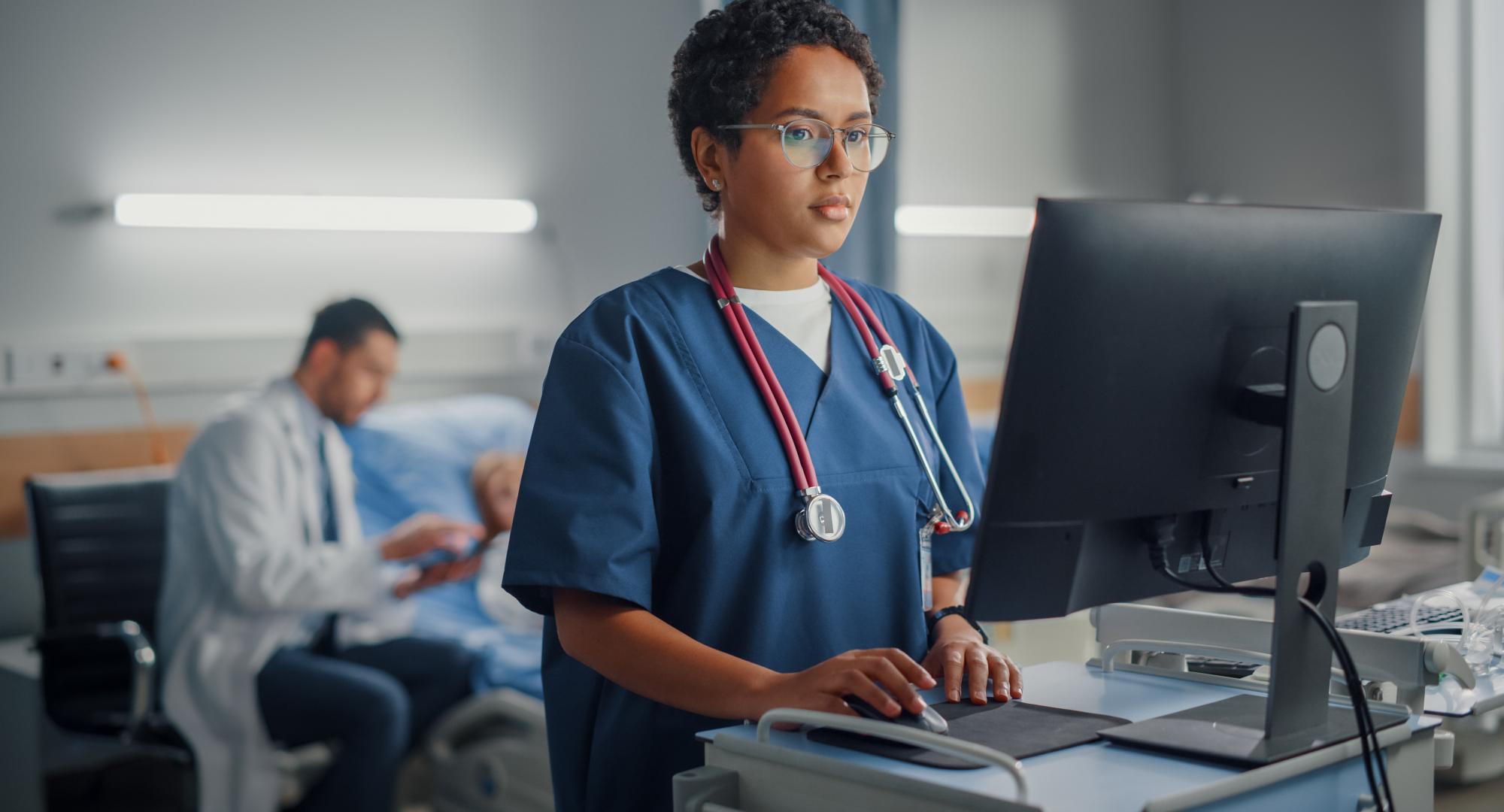 Nurse on a computer