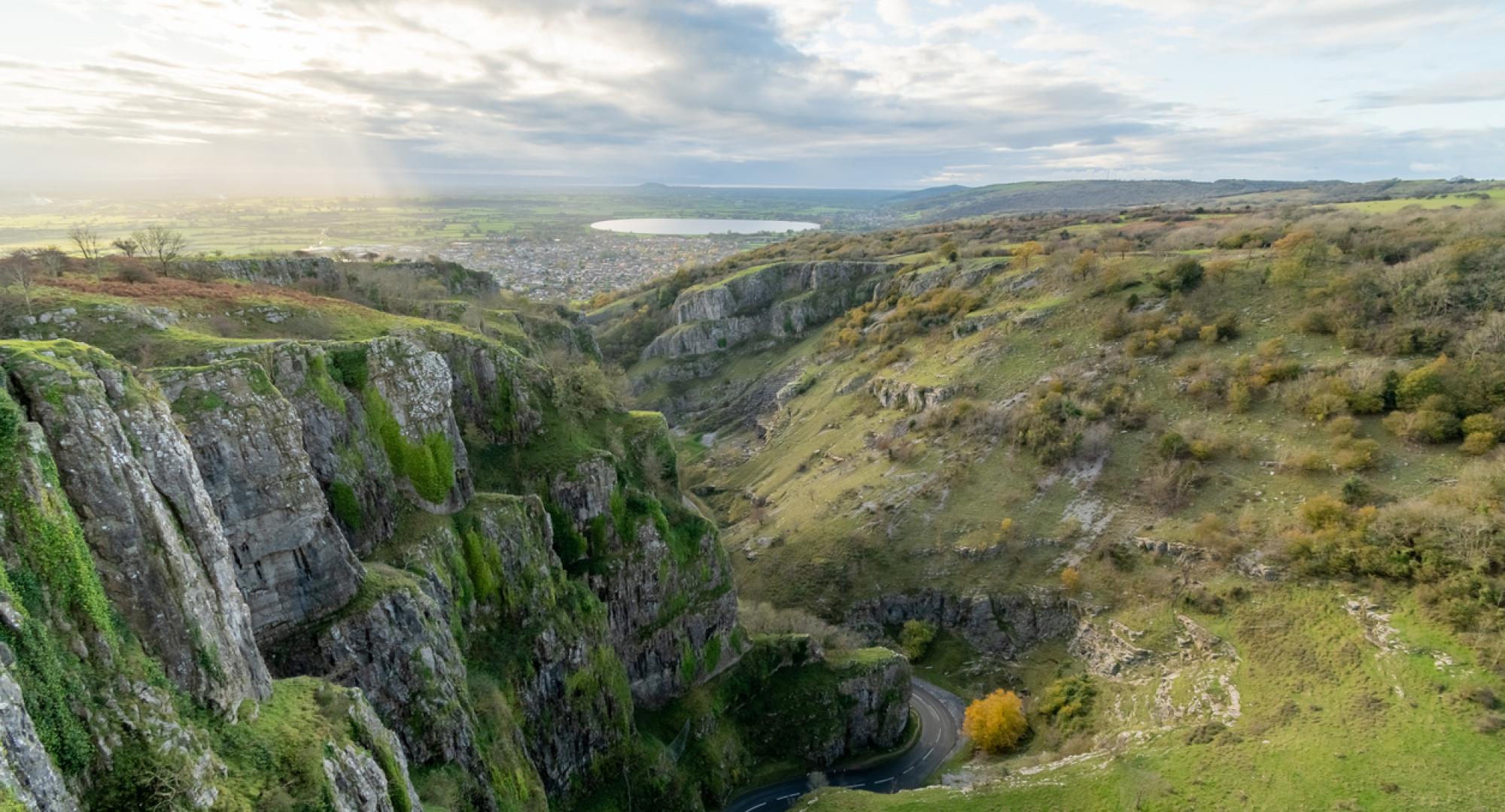 Aerial view of Cheddar Gorge