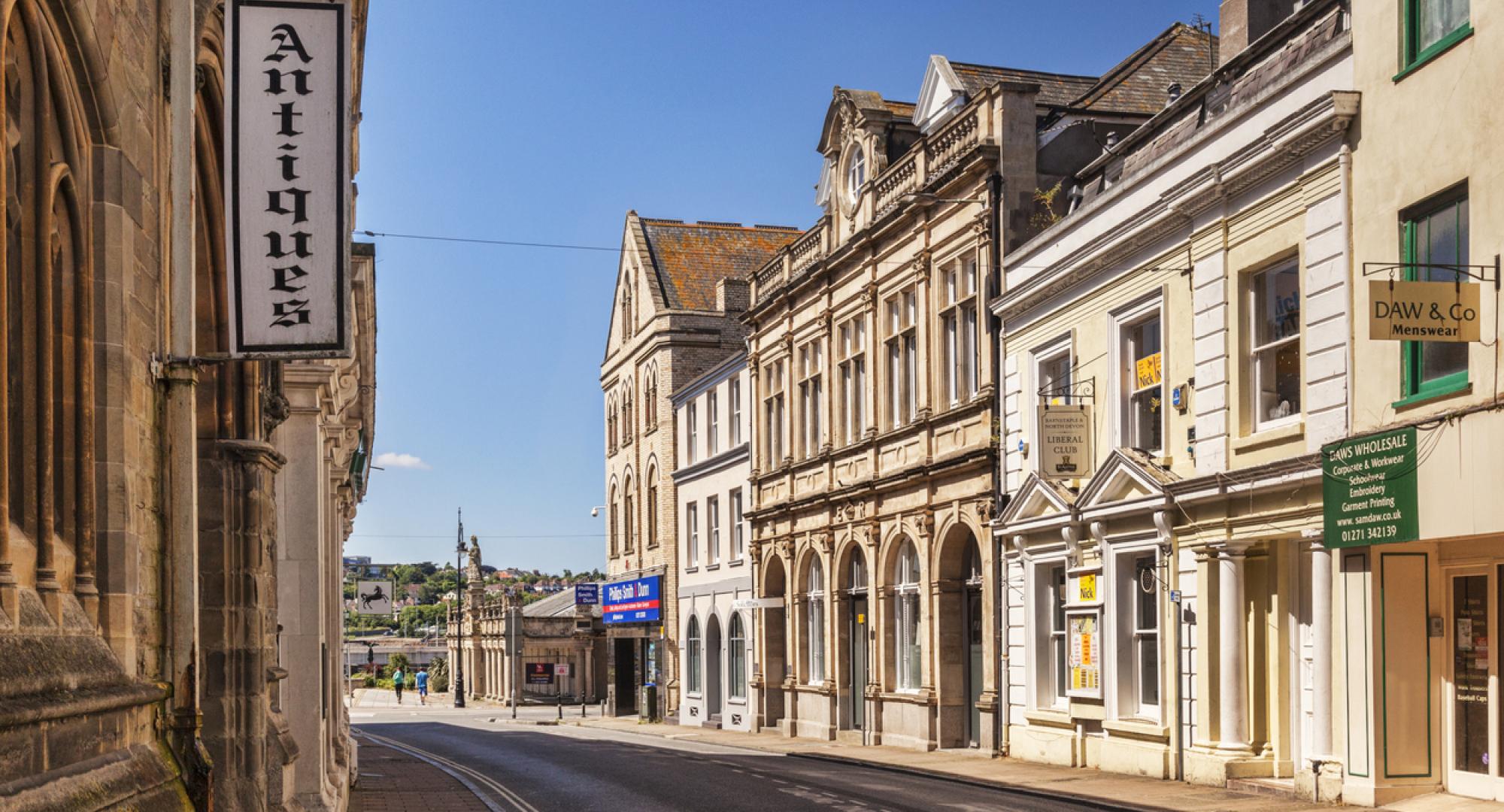 View of a street in Barnstaple, North Devon