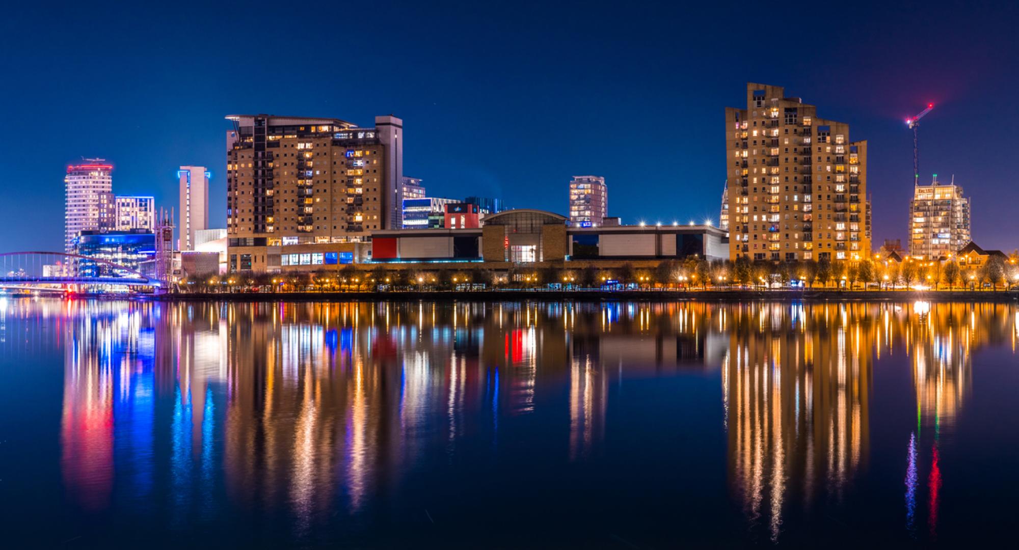 Night view of Salford Quays