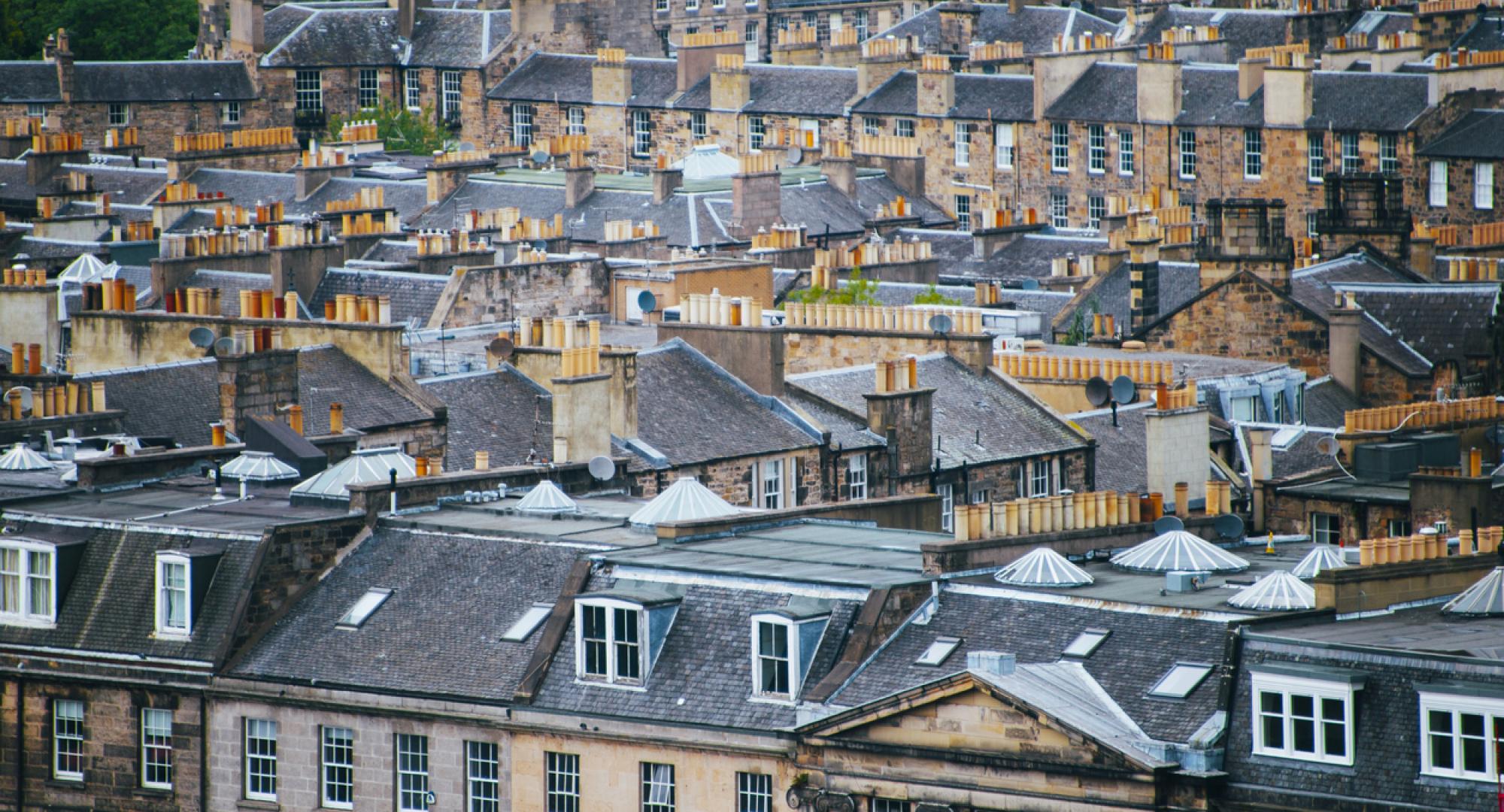 Aerial view of some houses in Edinburgh