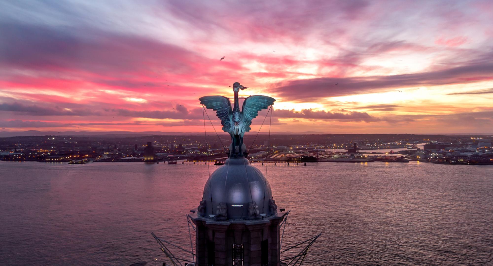 Liver building at sunset