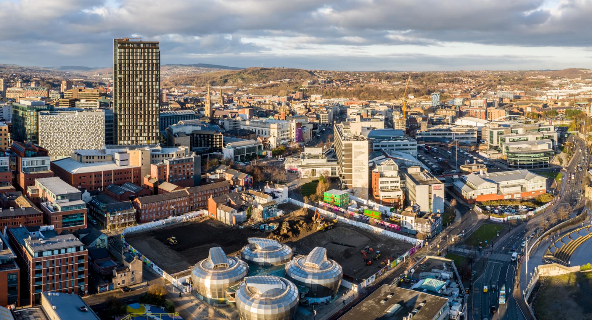 Aerial view of Sheffield city centre