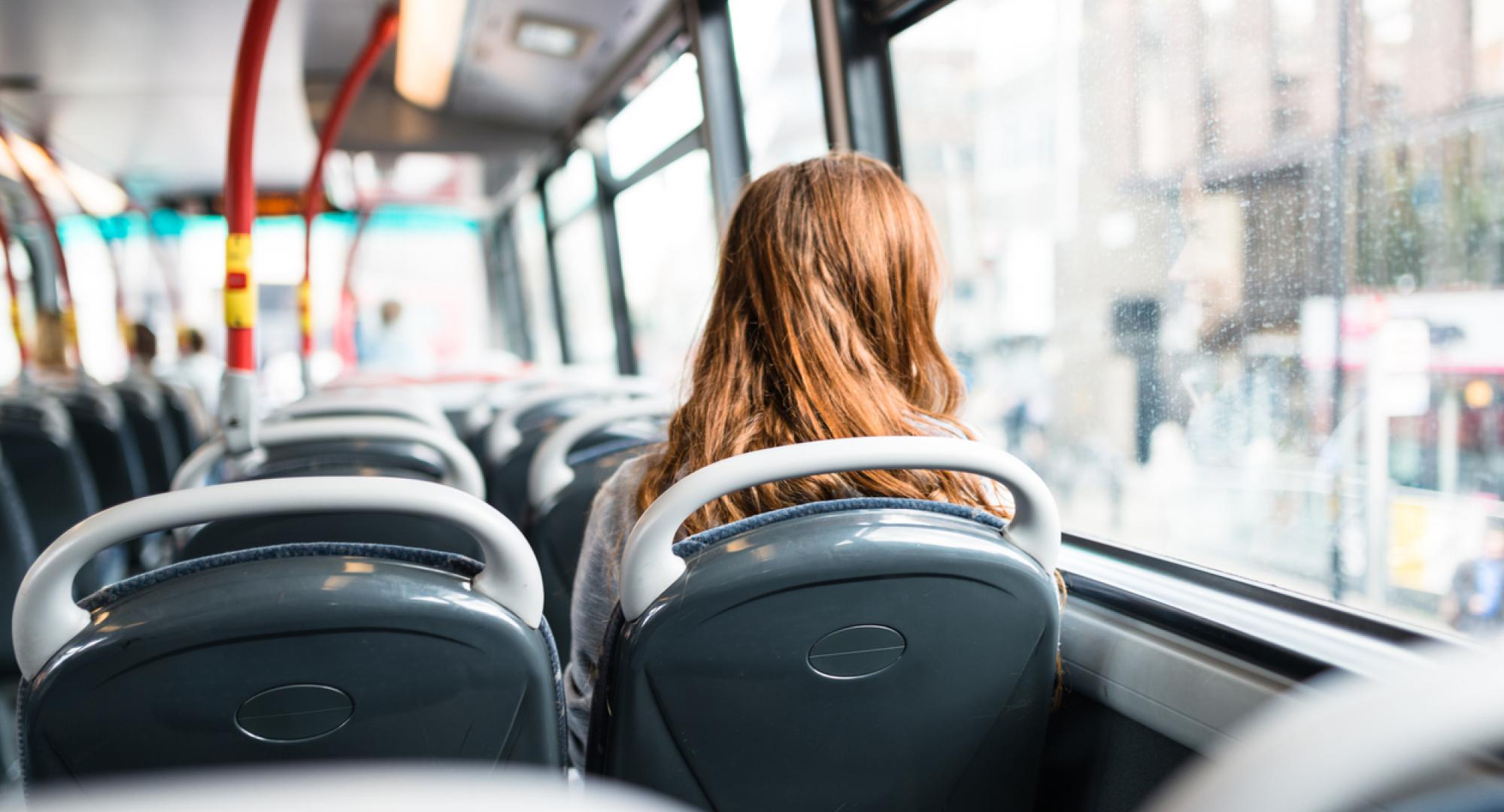 Woman sat on a bus