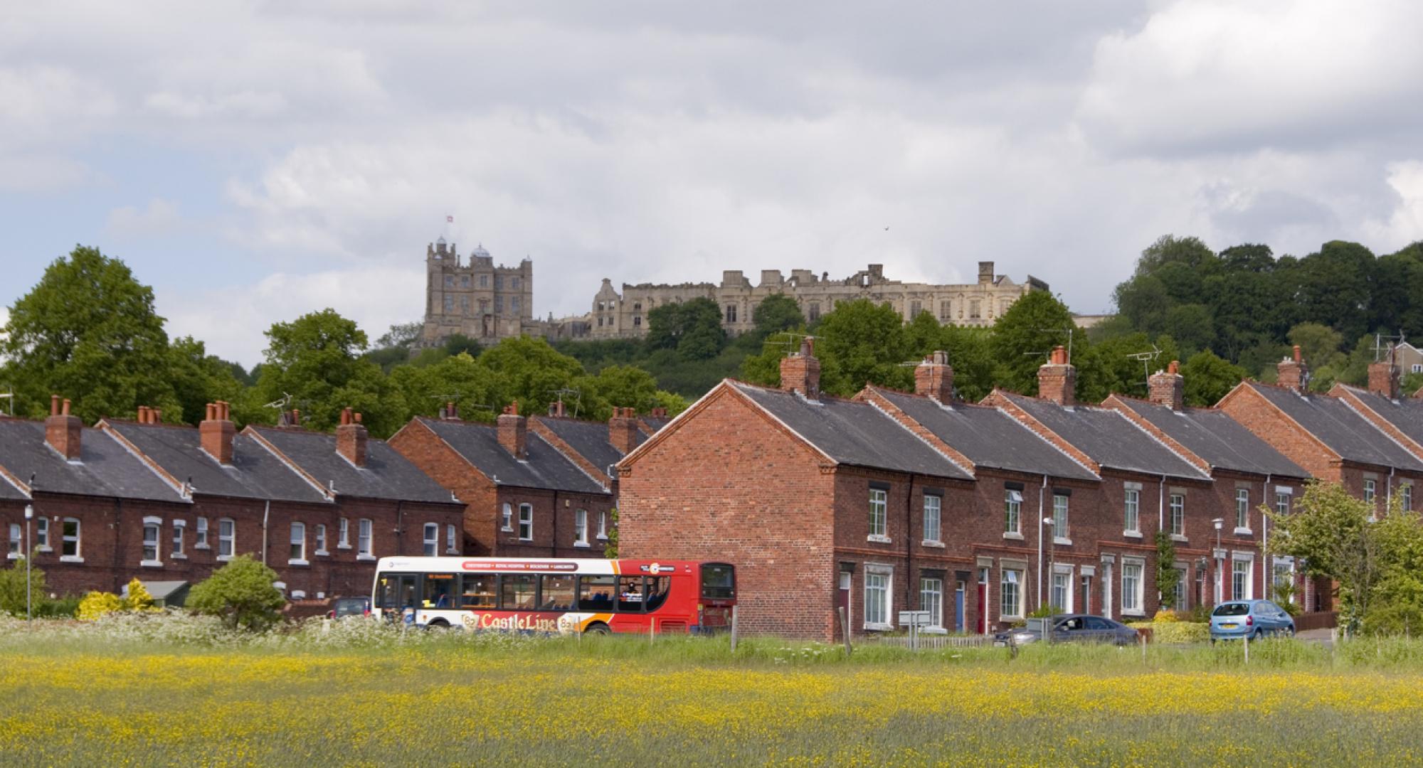 Bolsover with a view of the castle in the background