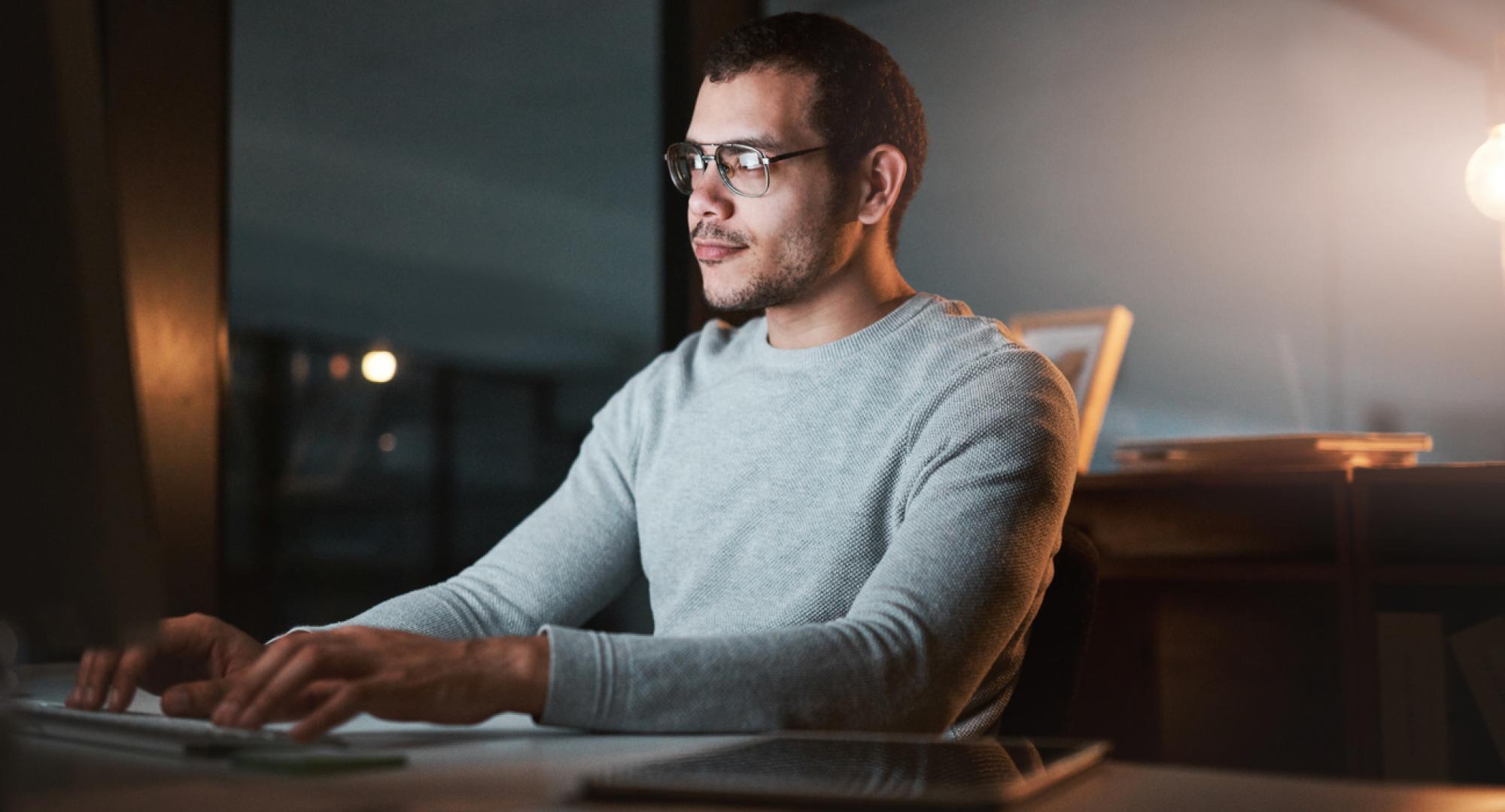 Man working on a computer