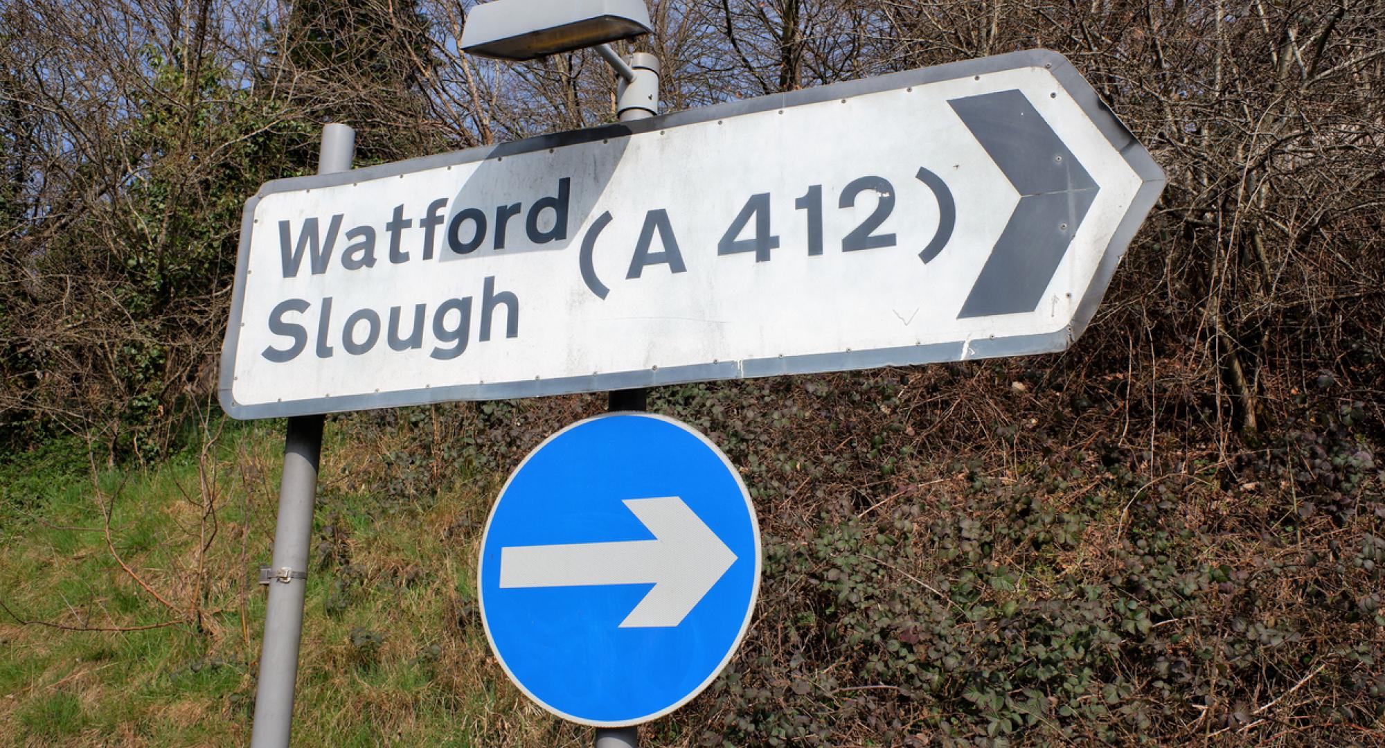 Road sign for Slough