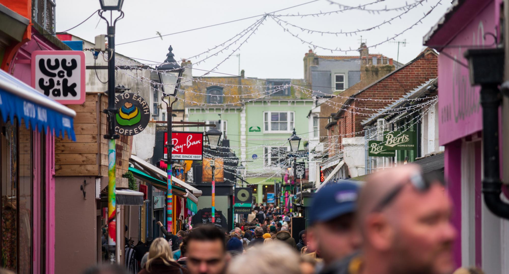 Busy street in Brighton