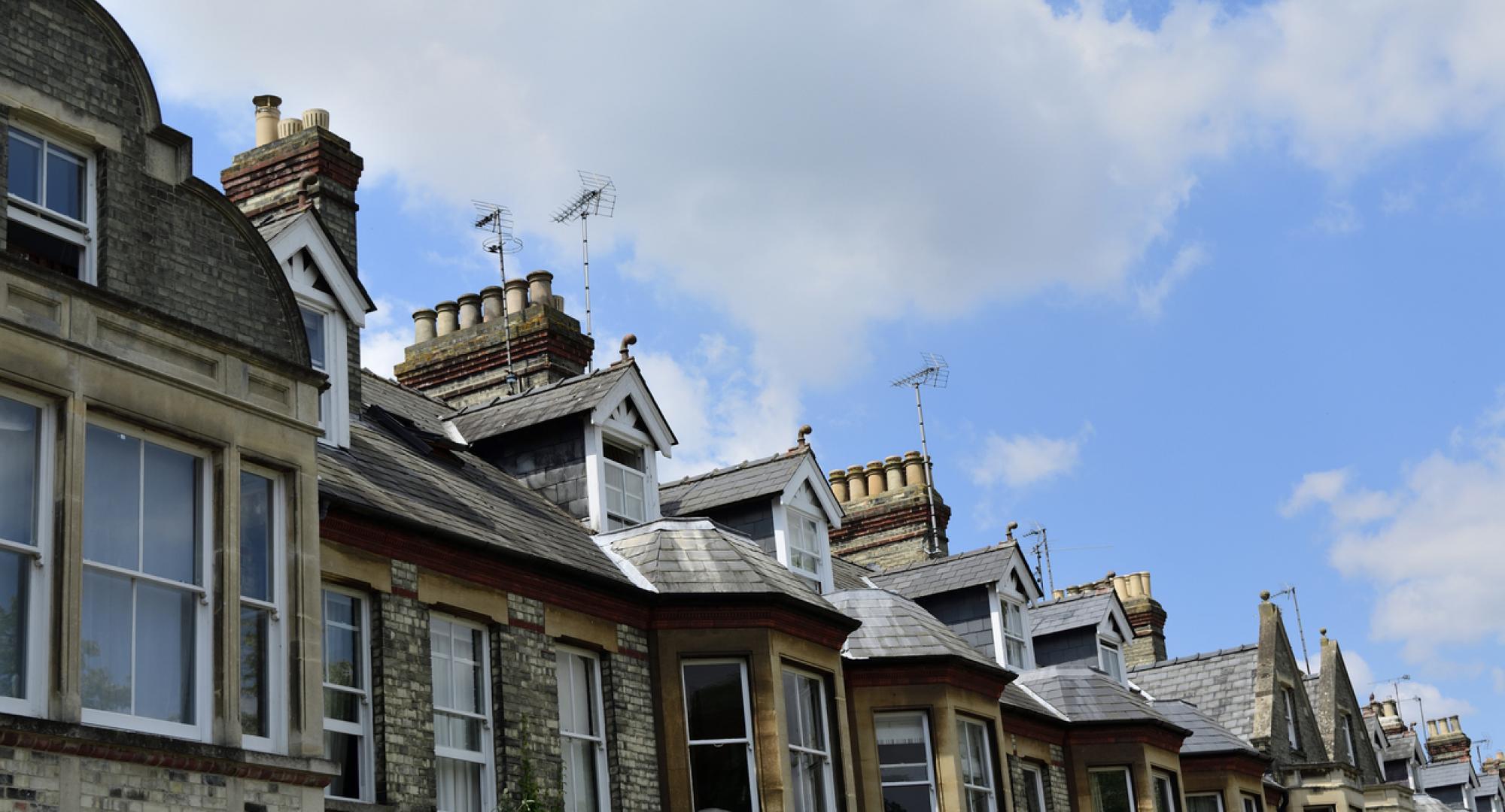 Tops of terraced homes