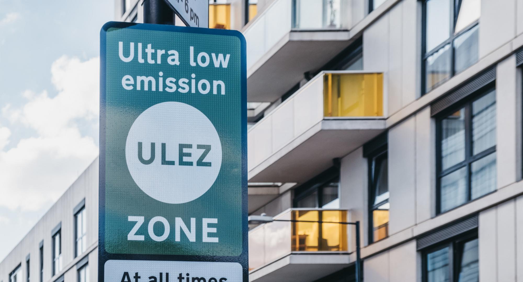 Sign indicating the Ultra-Low Emission Zone in London