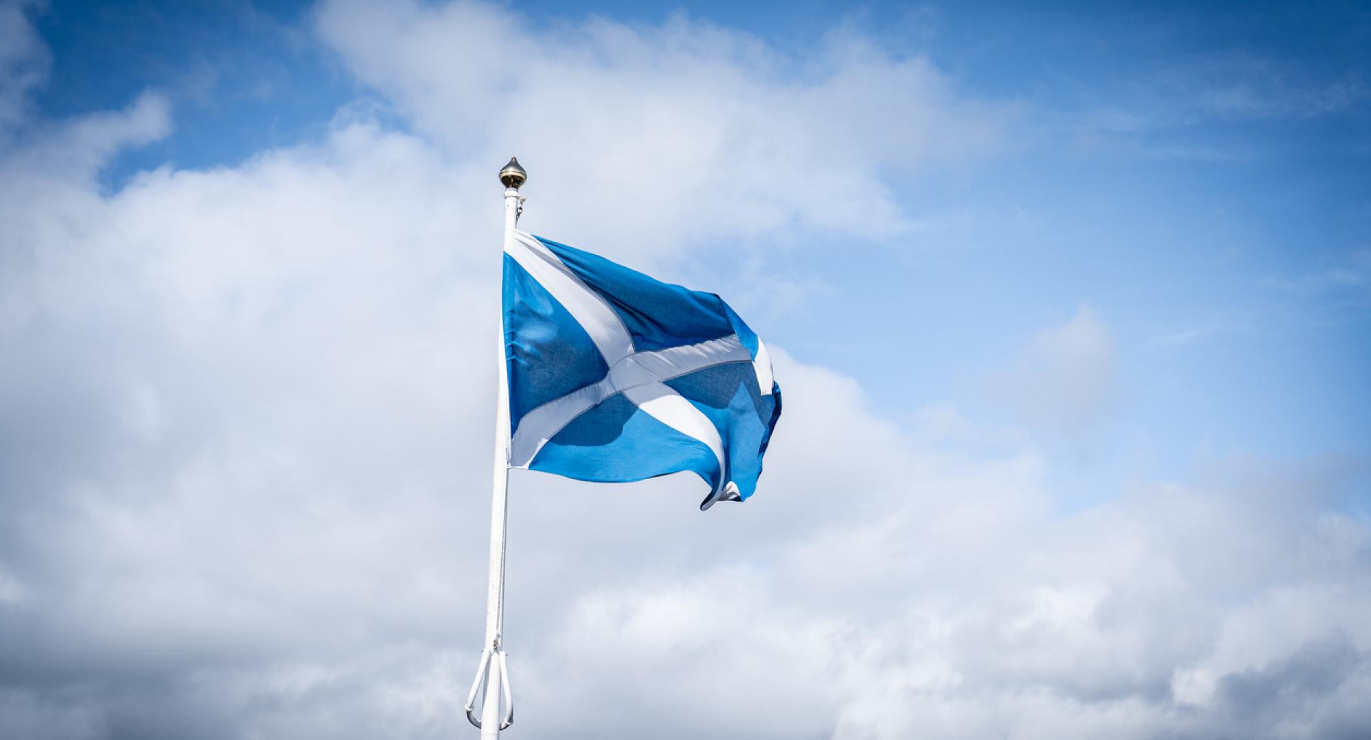 Scottish flag waving in the wind