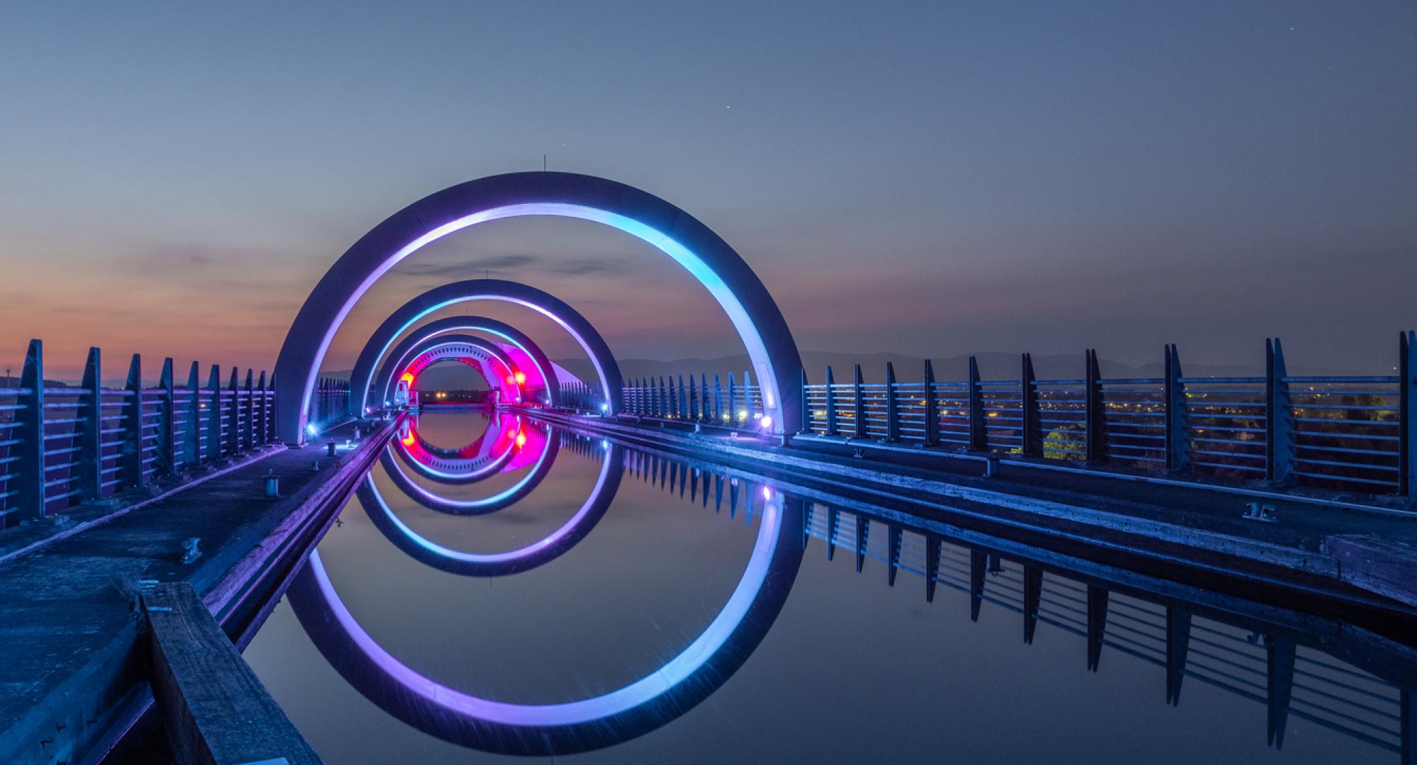 The canal leading to the top of the Falkirk Wheel