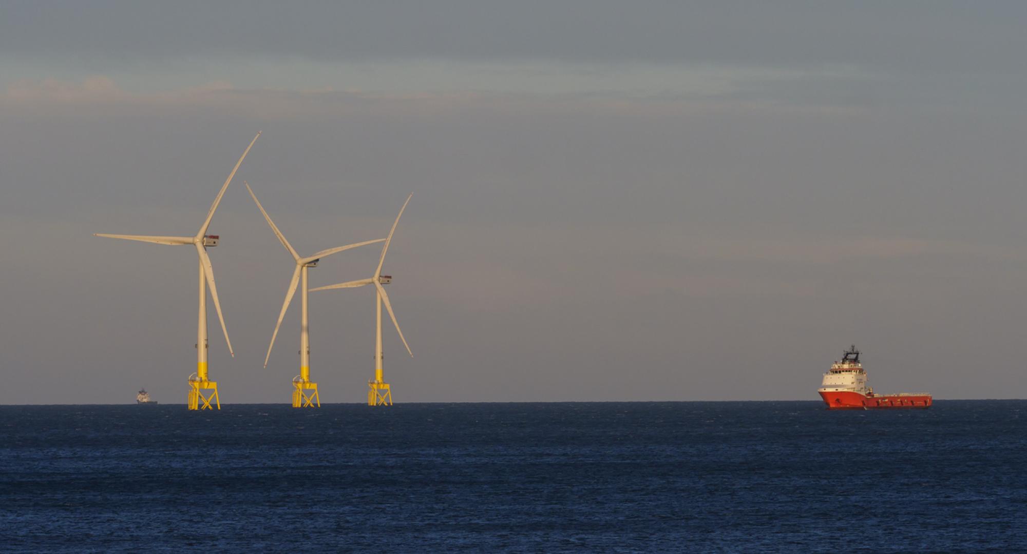 Offshore wind turbines in Aberdeen Bay, Scotland