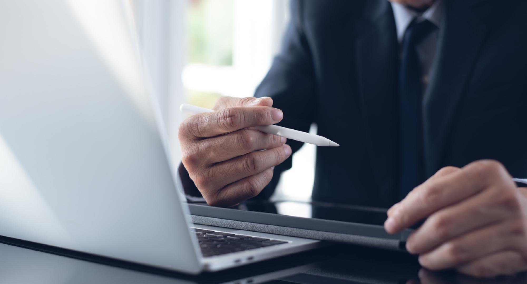 Man working at a laptop