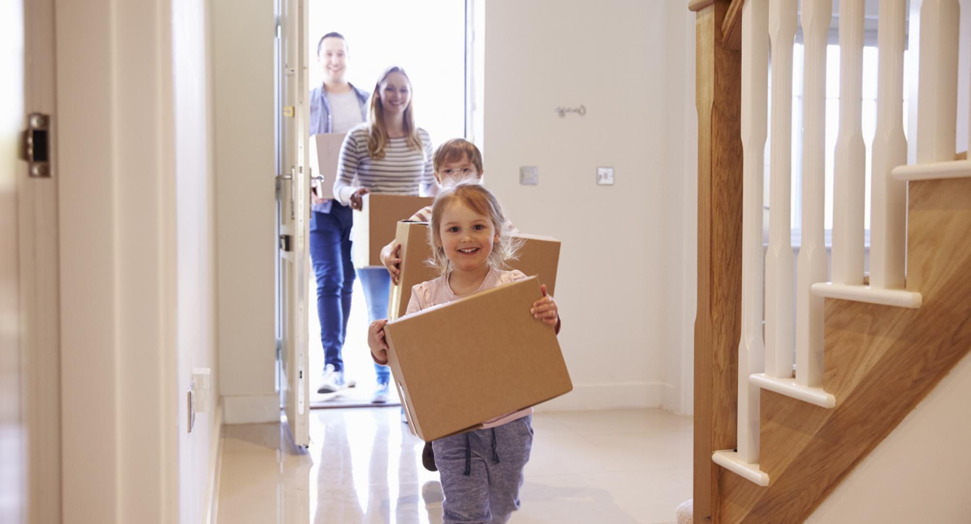 Family moving into a new home