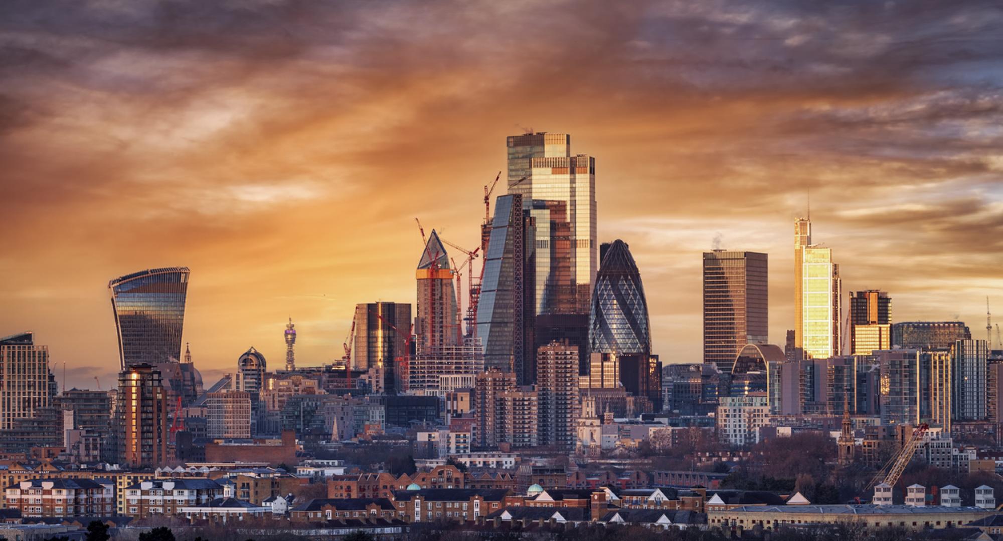 Sunset over London's skyline