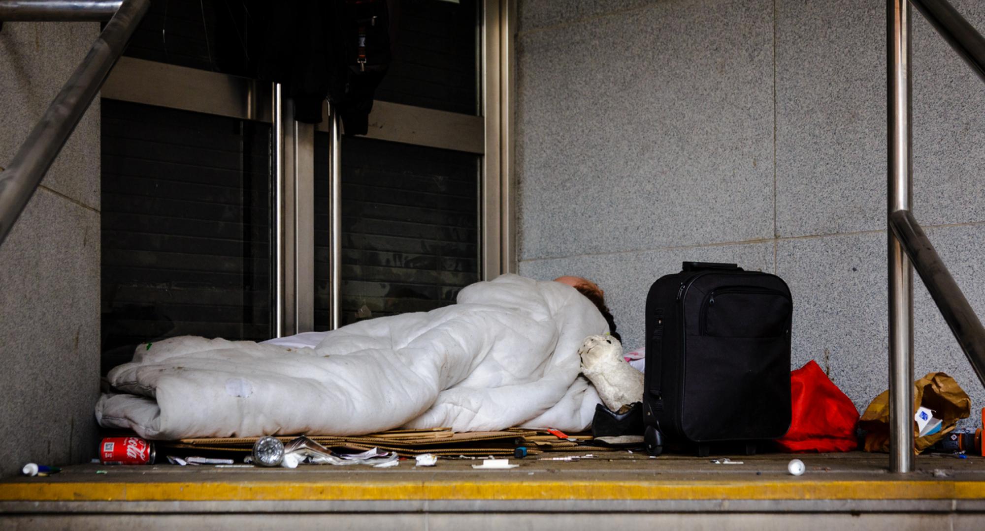 Homeless man on the streets of London