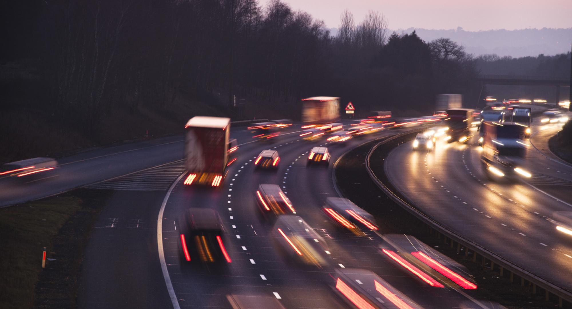 UK Motorway at dusk