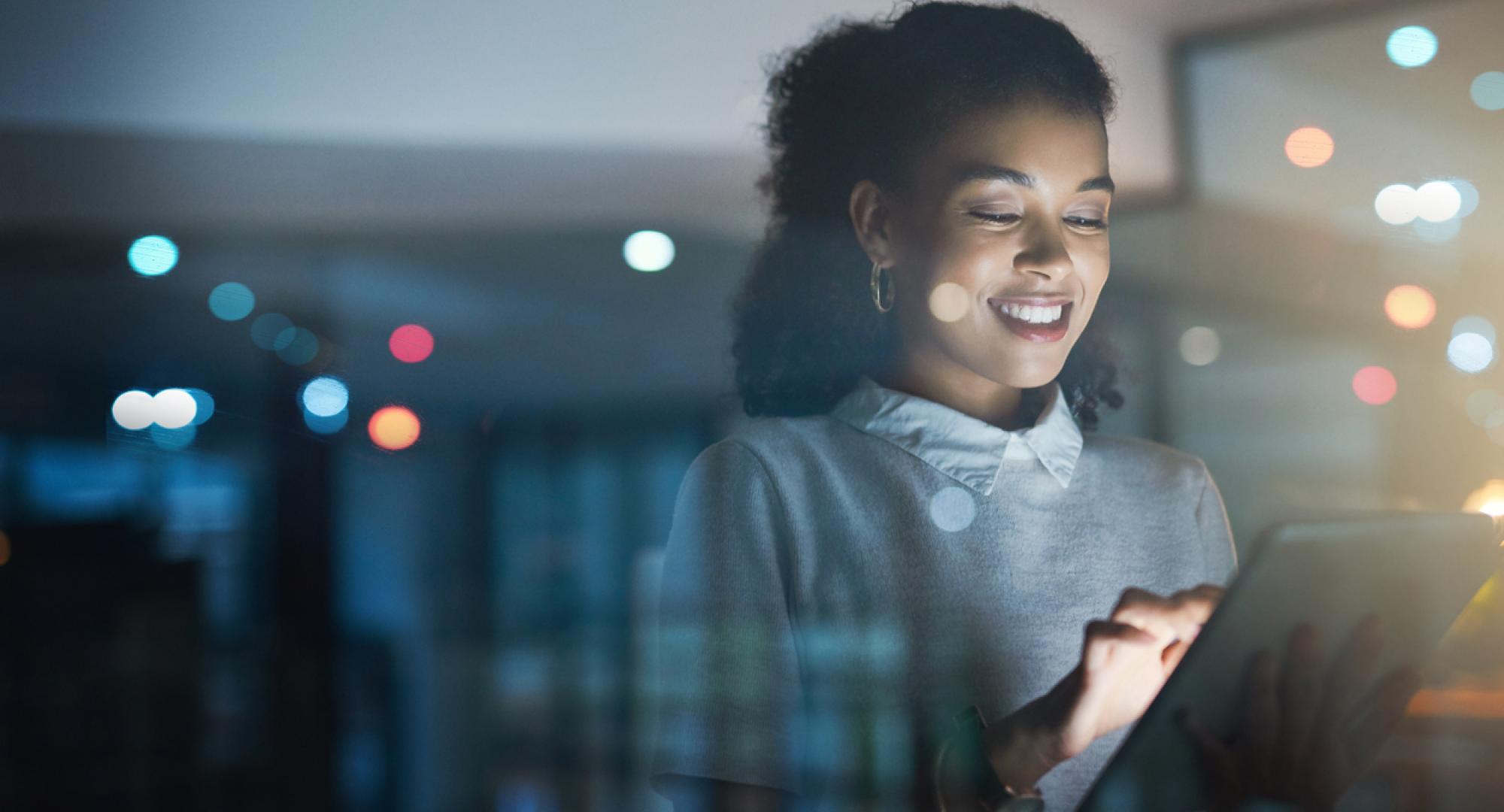 Woman working with technology