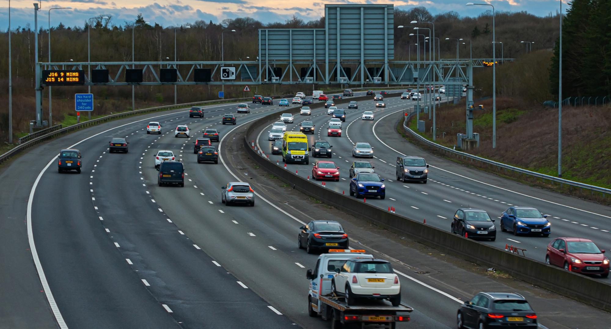 Smart motorway in England. The M25.