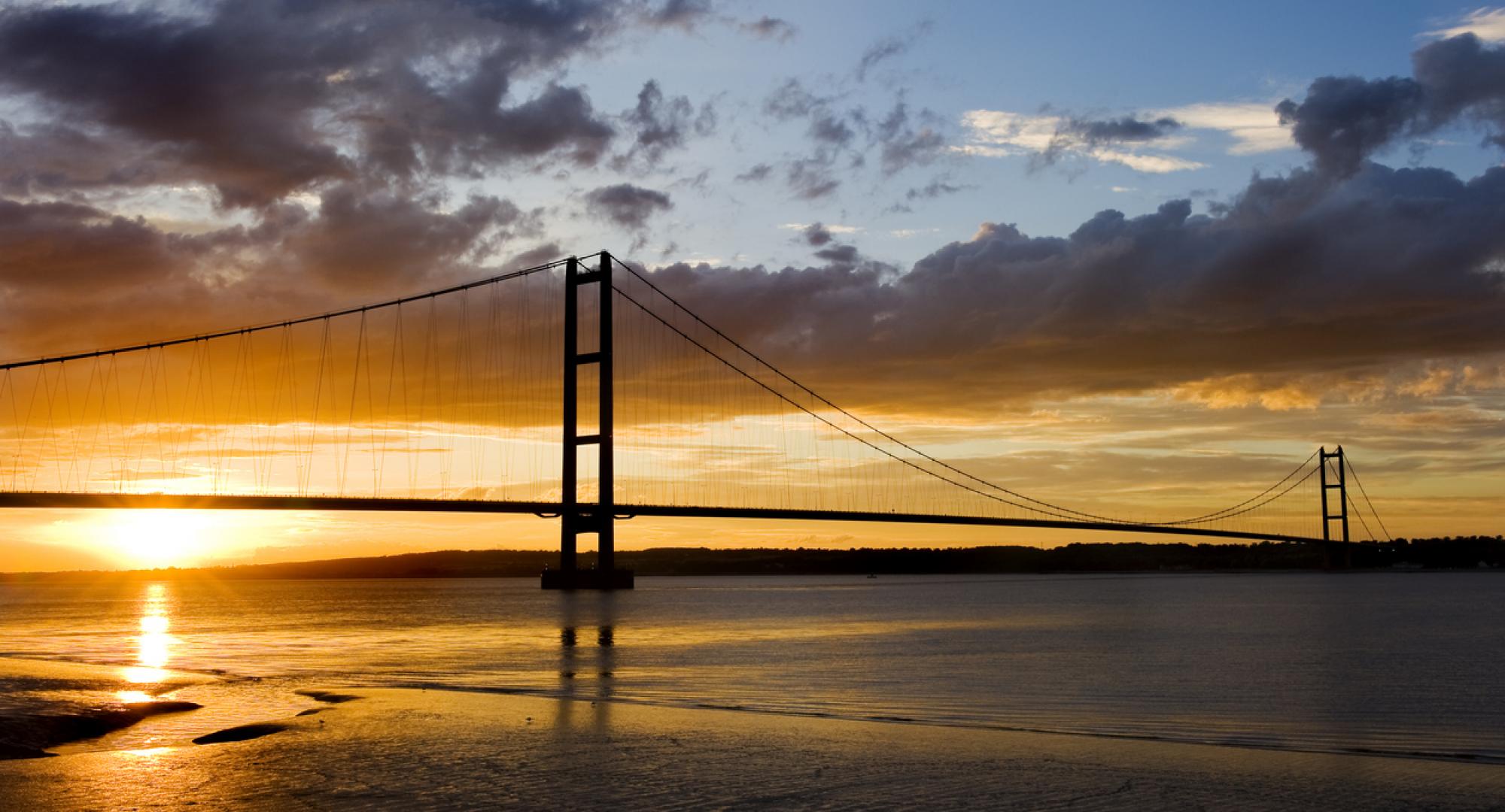 Humber bridge, Hull at sunset