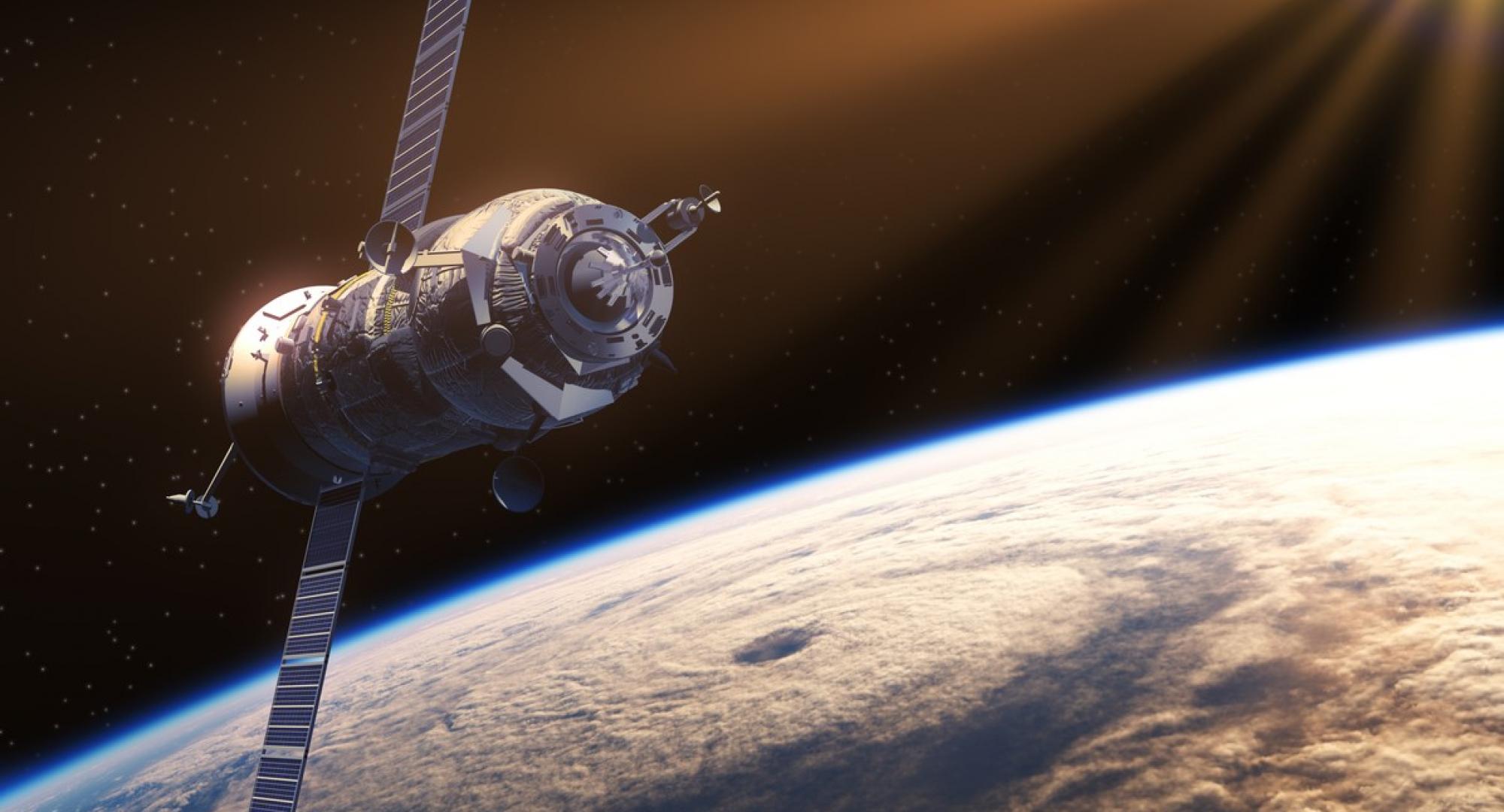 Satellite orbiting earth