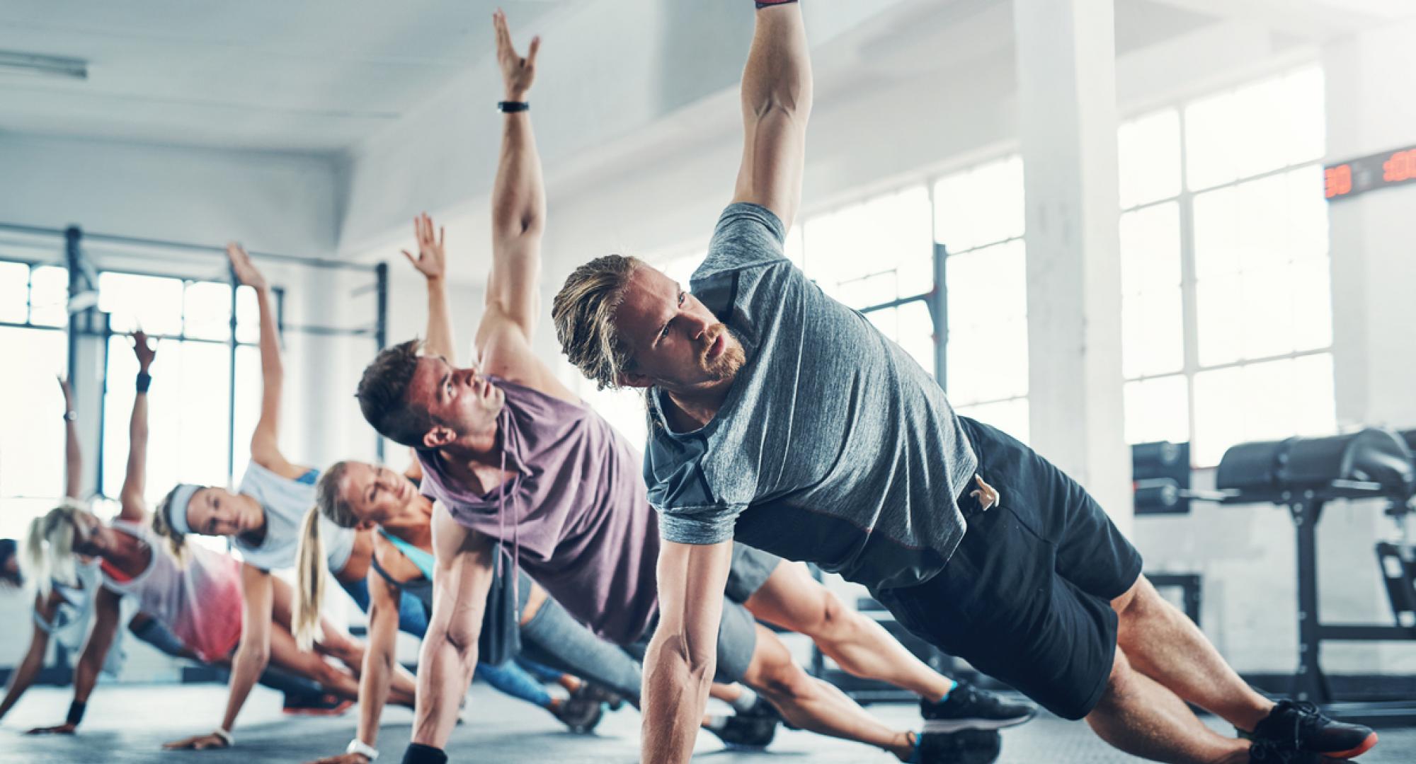 group working out at the gym
