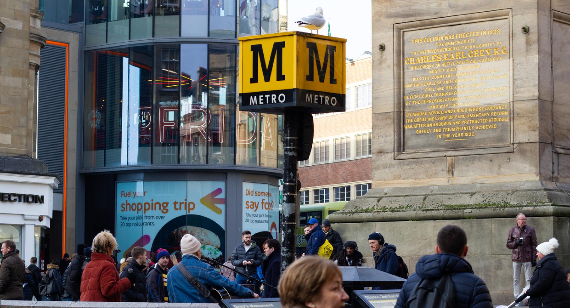 Sign for the Metro in Newcastle