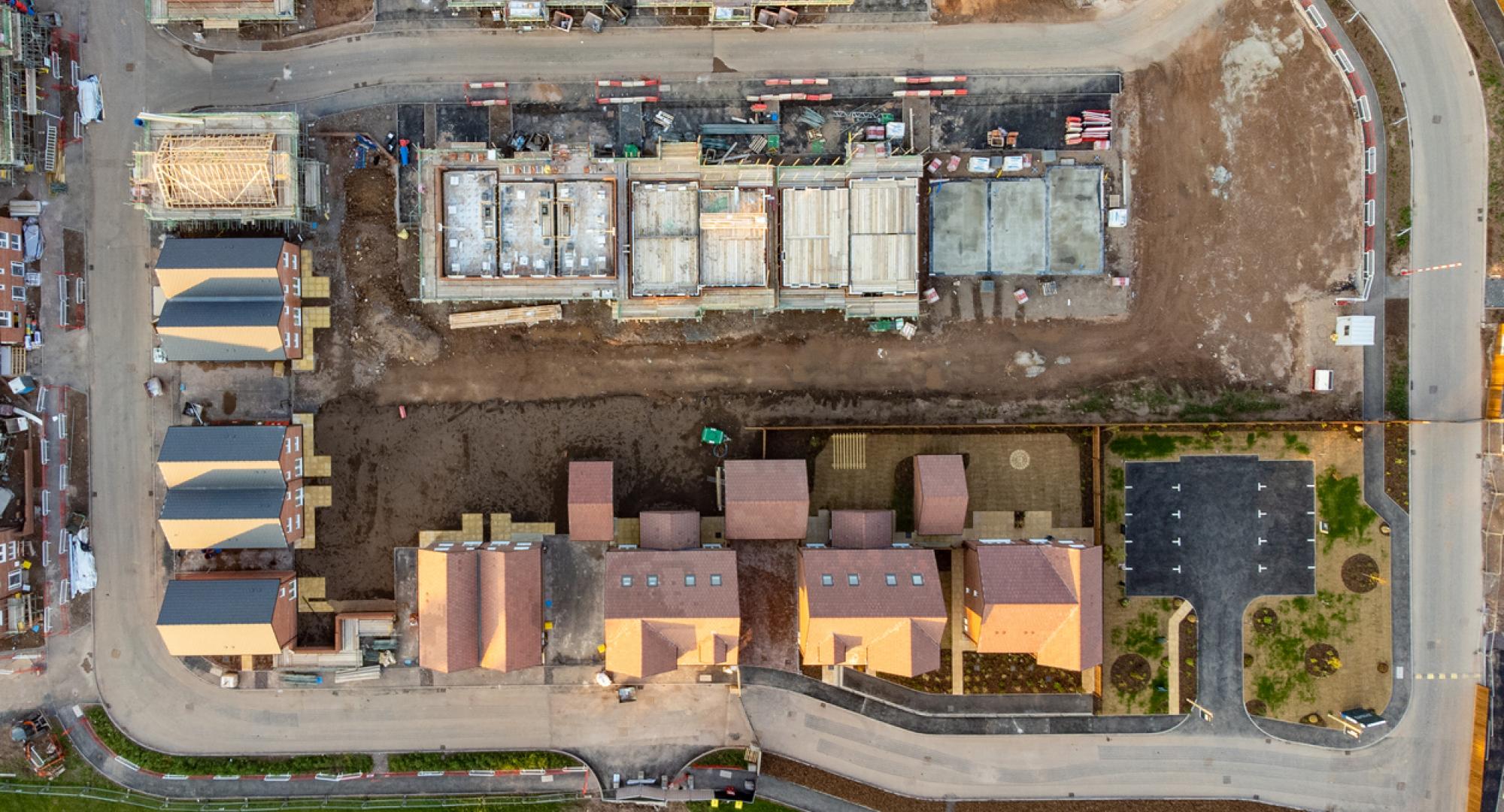 Above shot of a house being built