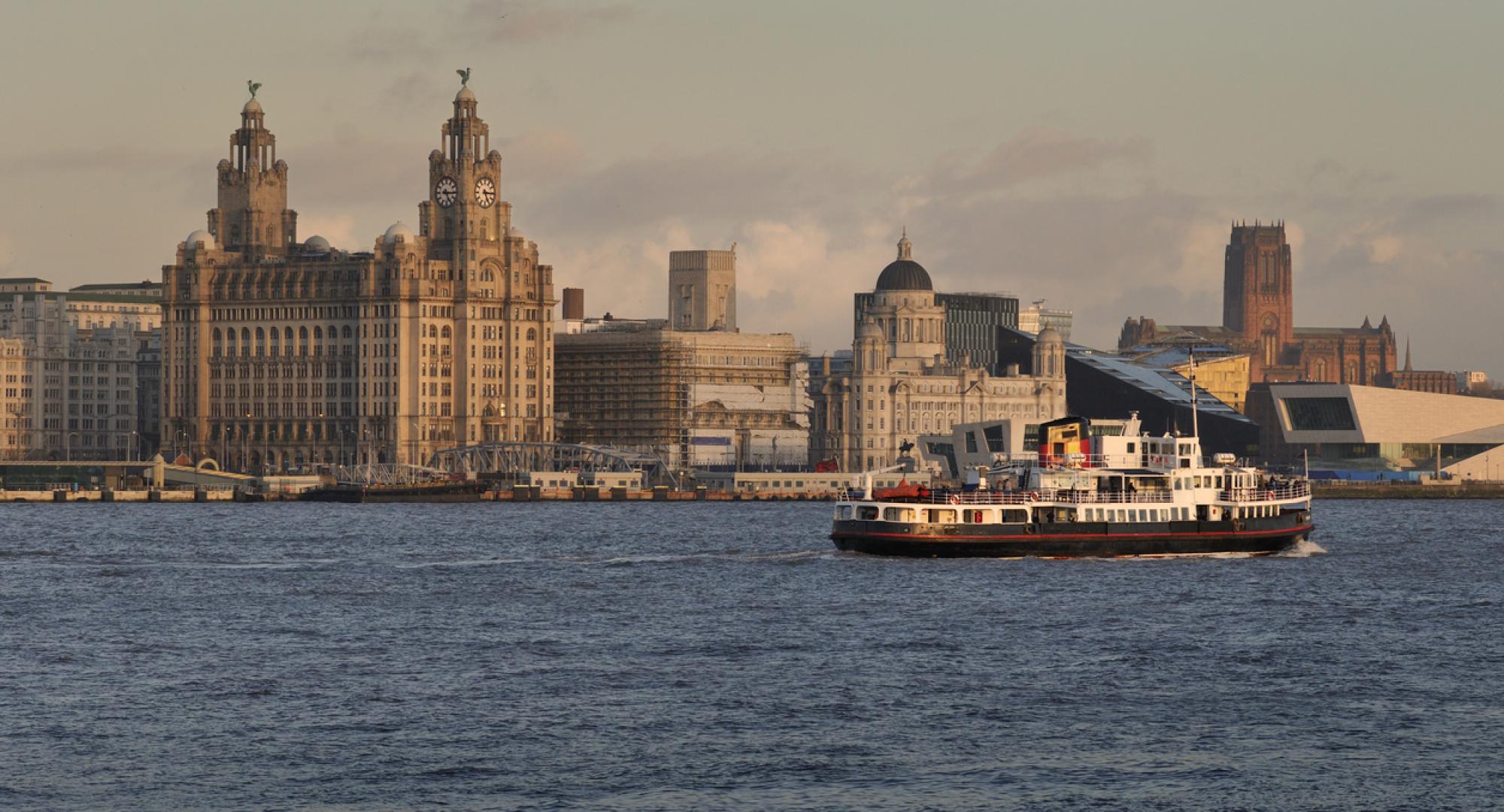 View of Liverpool from the river Mersey