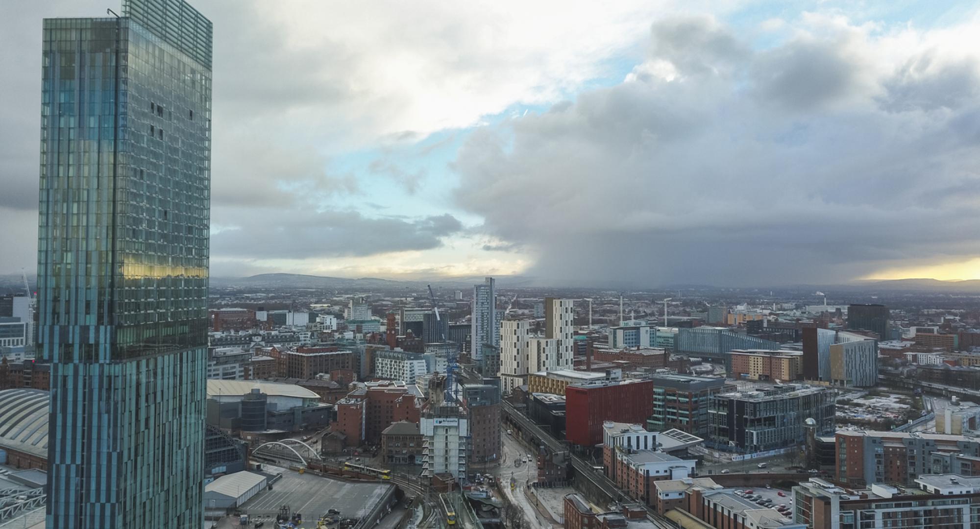 Manchester skyline with beetham tower in foreground