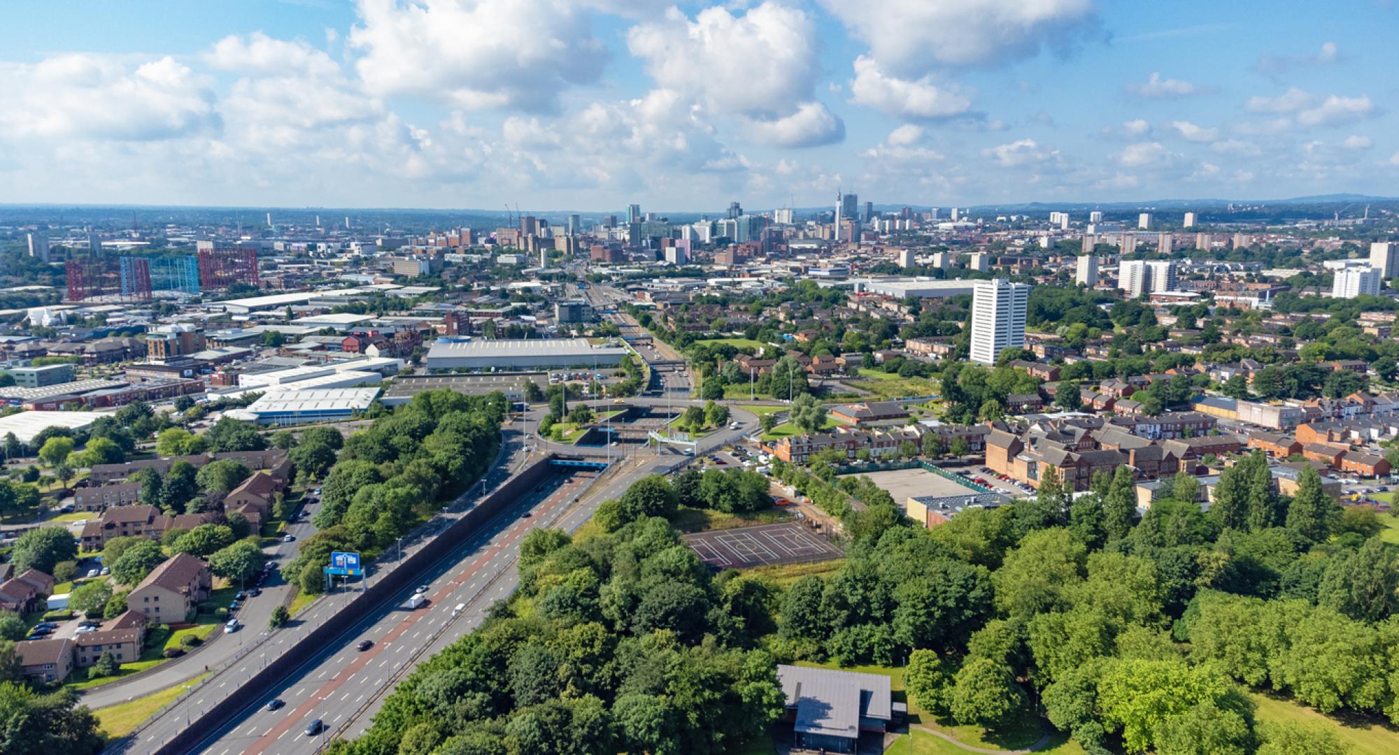 Aerial view of the West Midlands including Birmingham