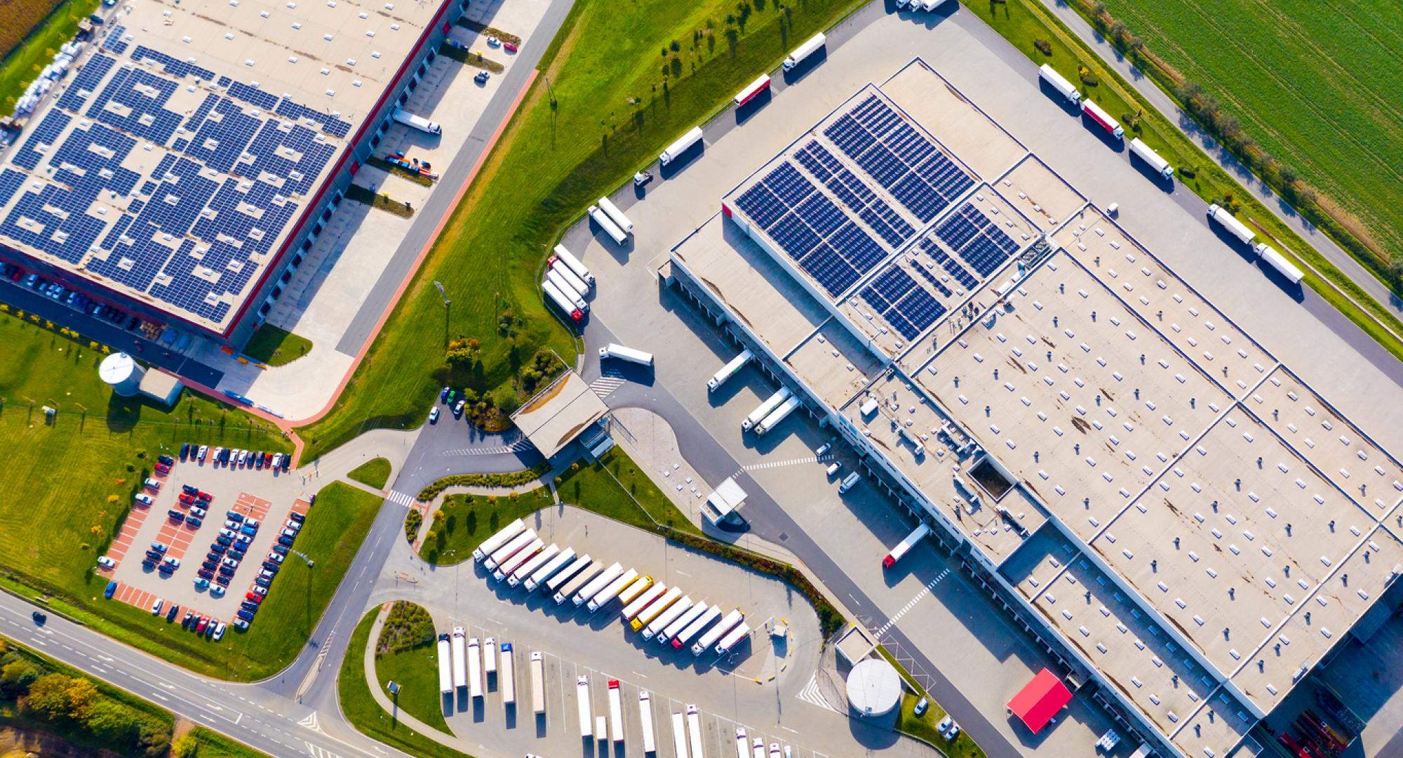 Overhead view of green manufacturing 