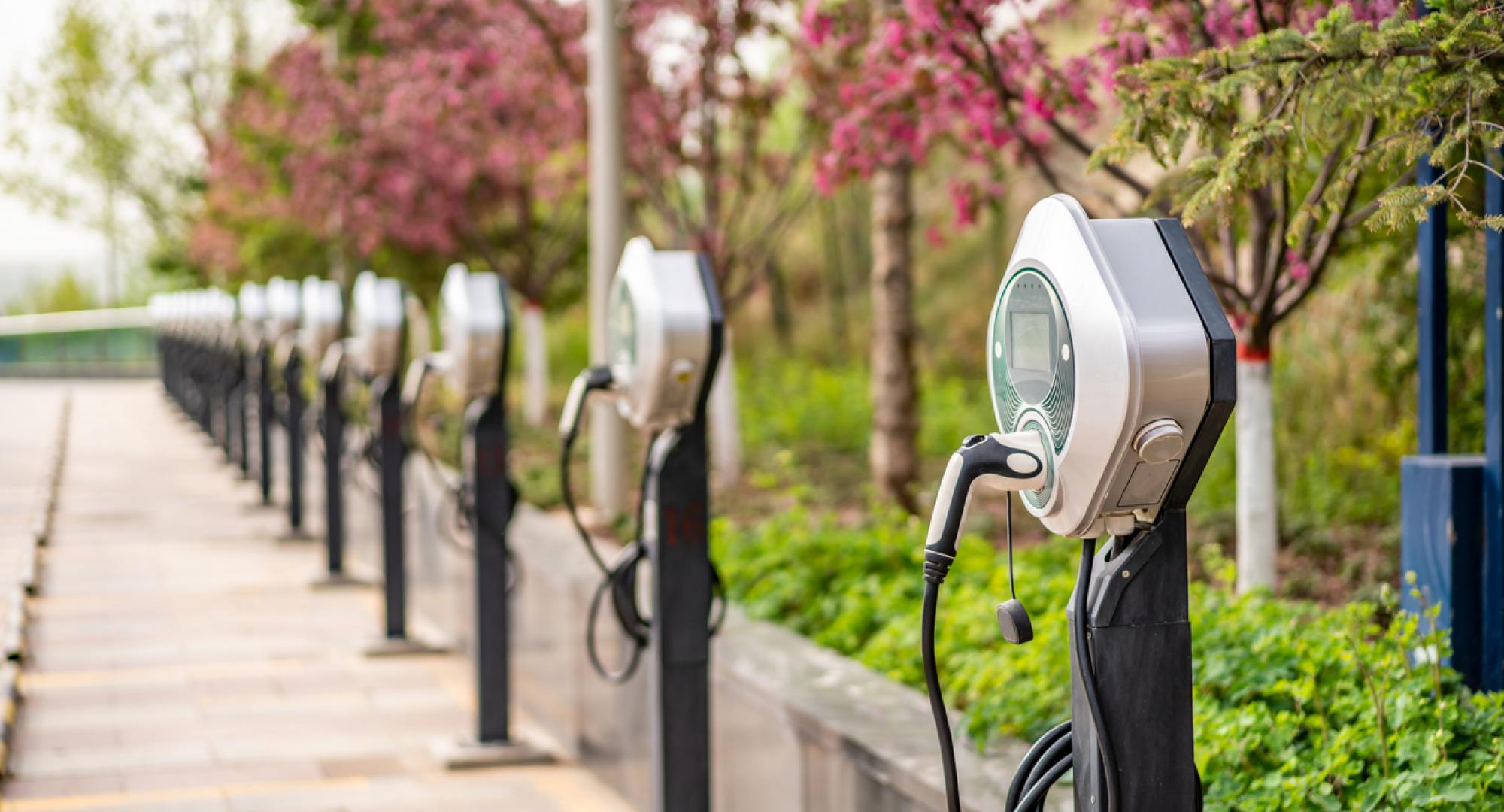 electric vehicle chargers in a public car park